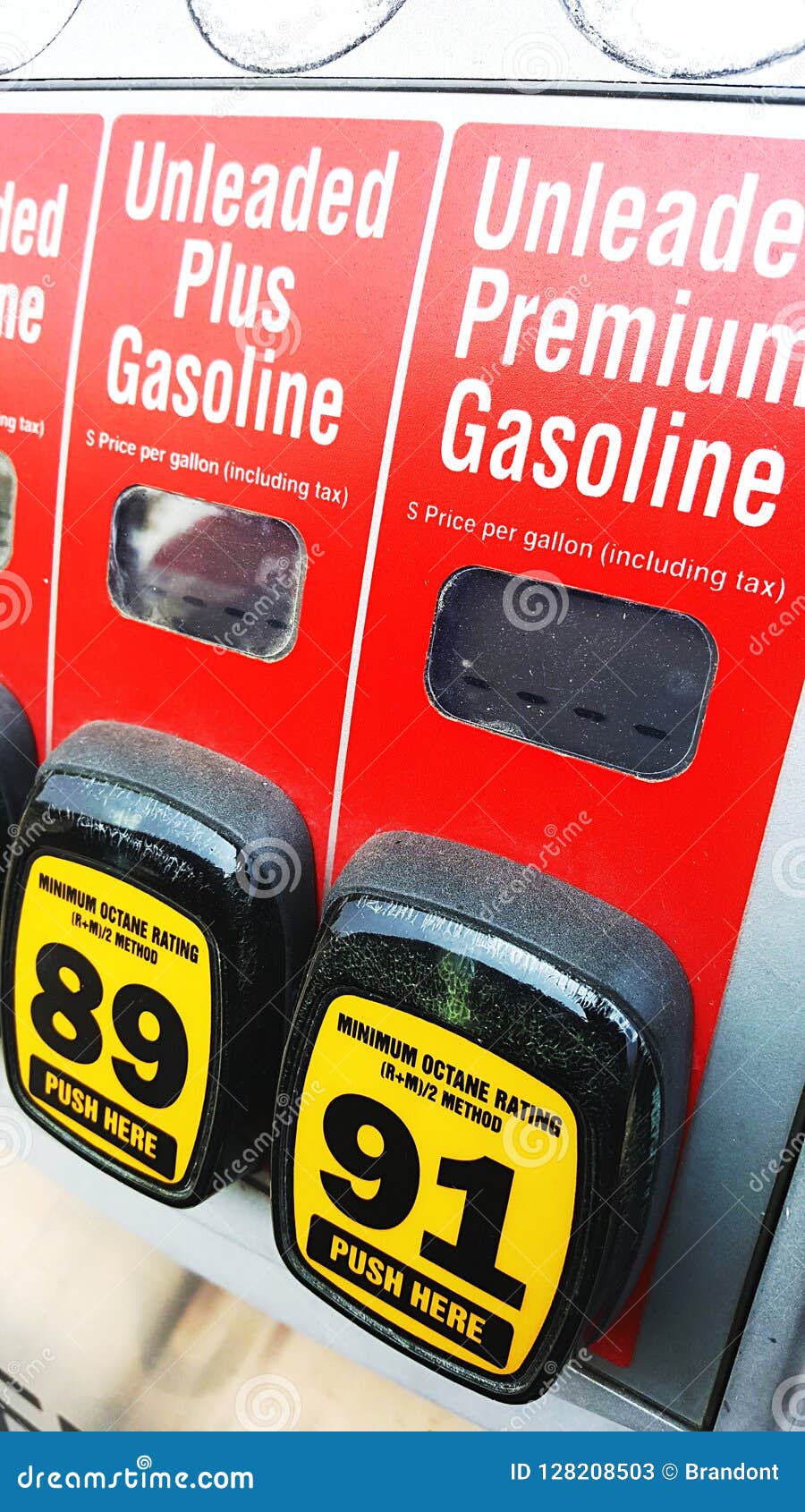 Unleaded Gasoline Pumps stock image. Image of fuel, closeup 128208503