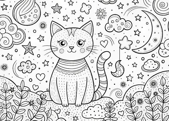 Unleash Your Inner Artist with this Adorable Cartoon Cat Coloring Book