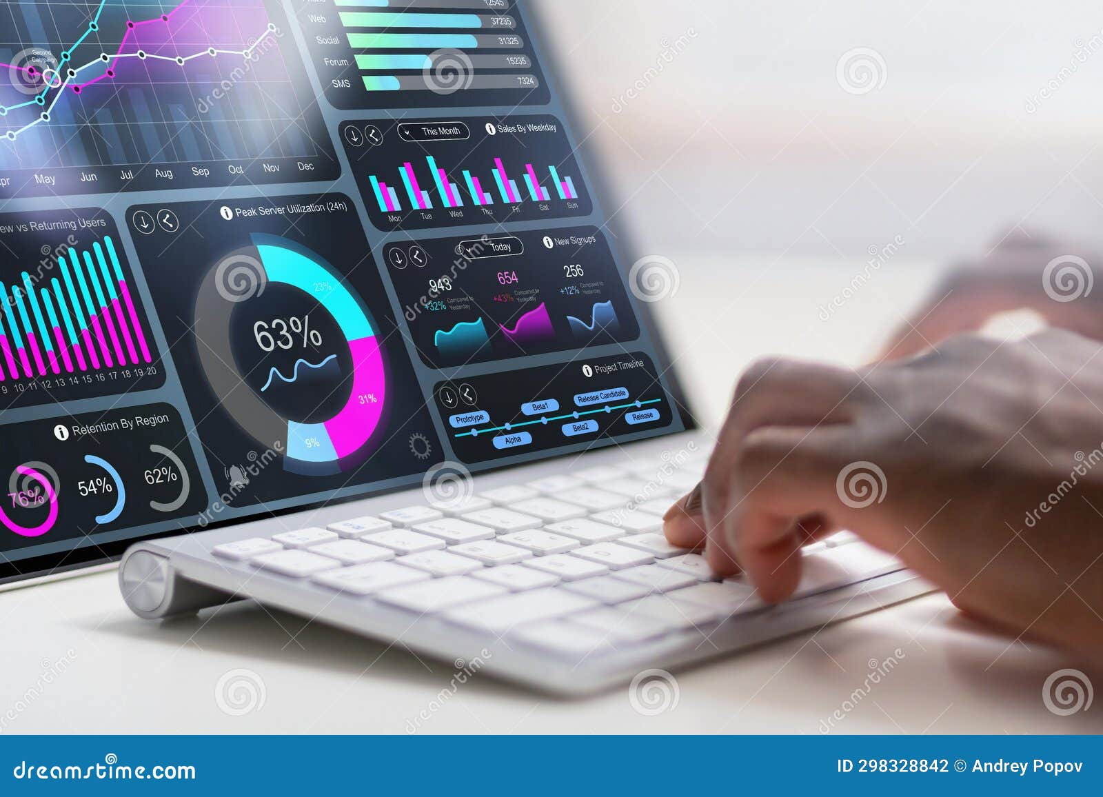 Unlocking Business Success: Computer Analytics, Data Dashboard Stock 