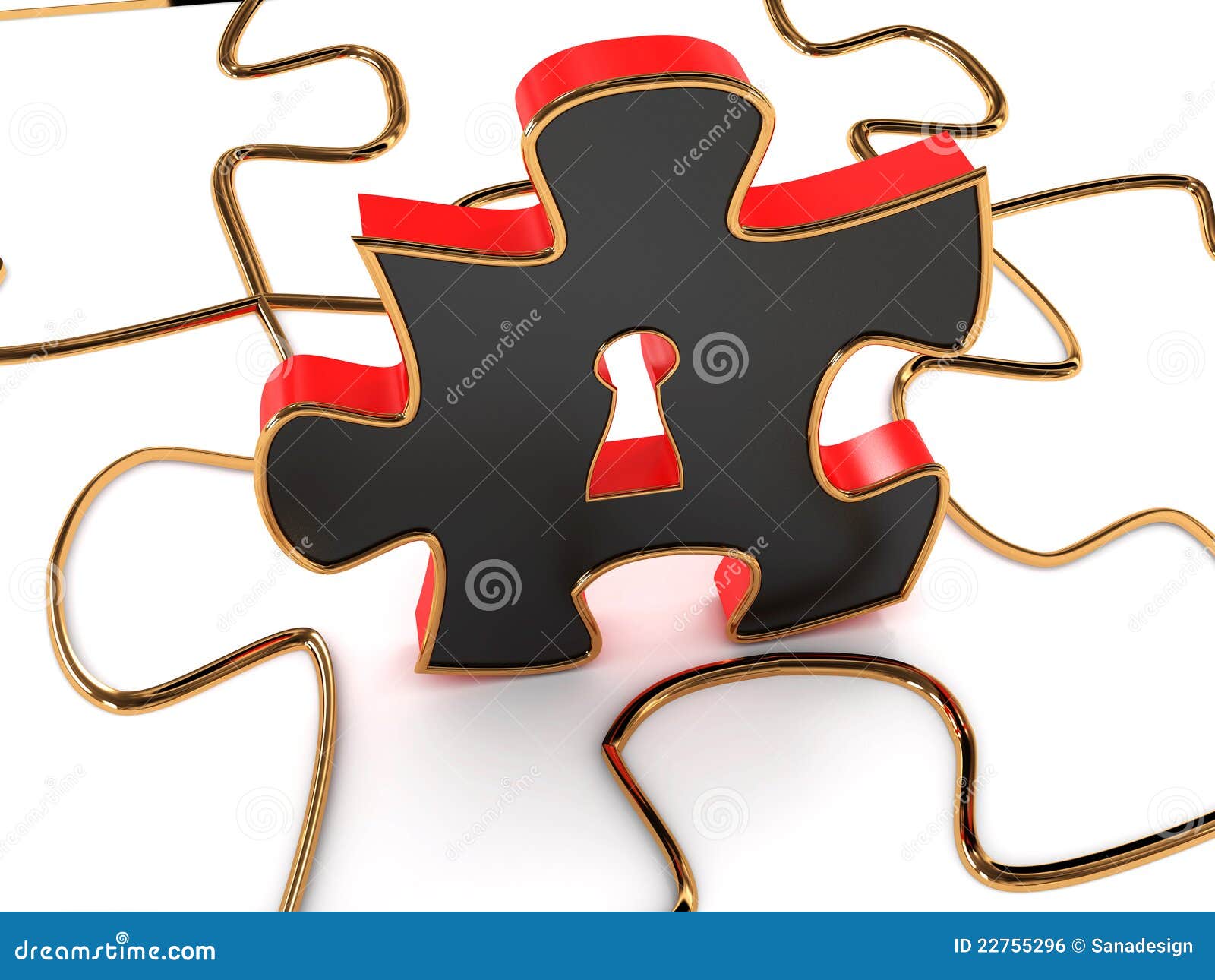Unlocking the Puzzle. 3D Image Stock Illustration - Illustration of