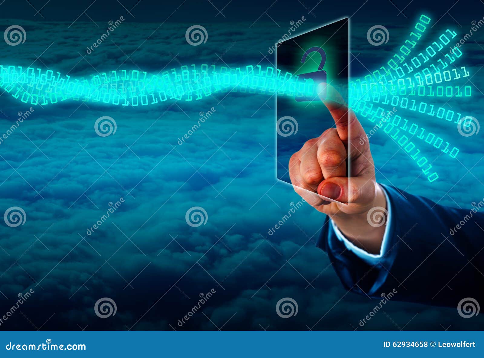Unlocking a Virtual Data Stream Via Touch Screen Stock Photo Image of computing, cable 62934658