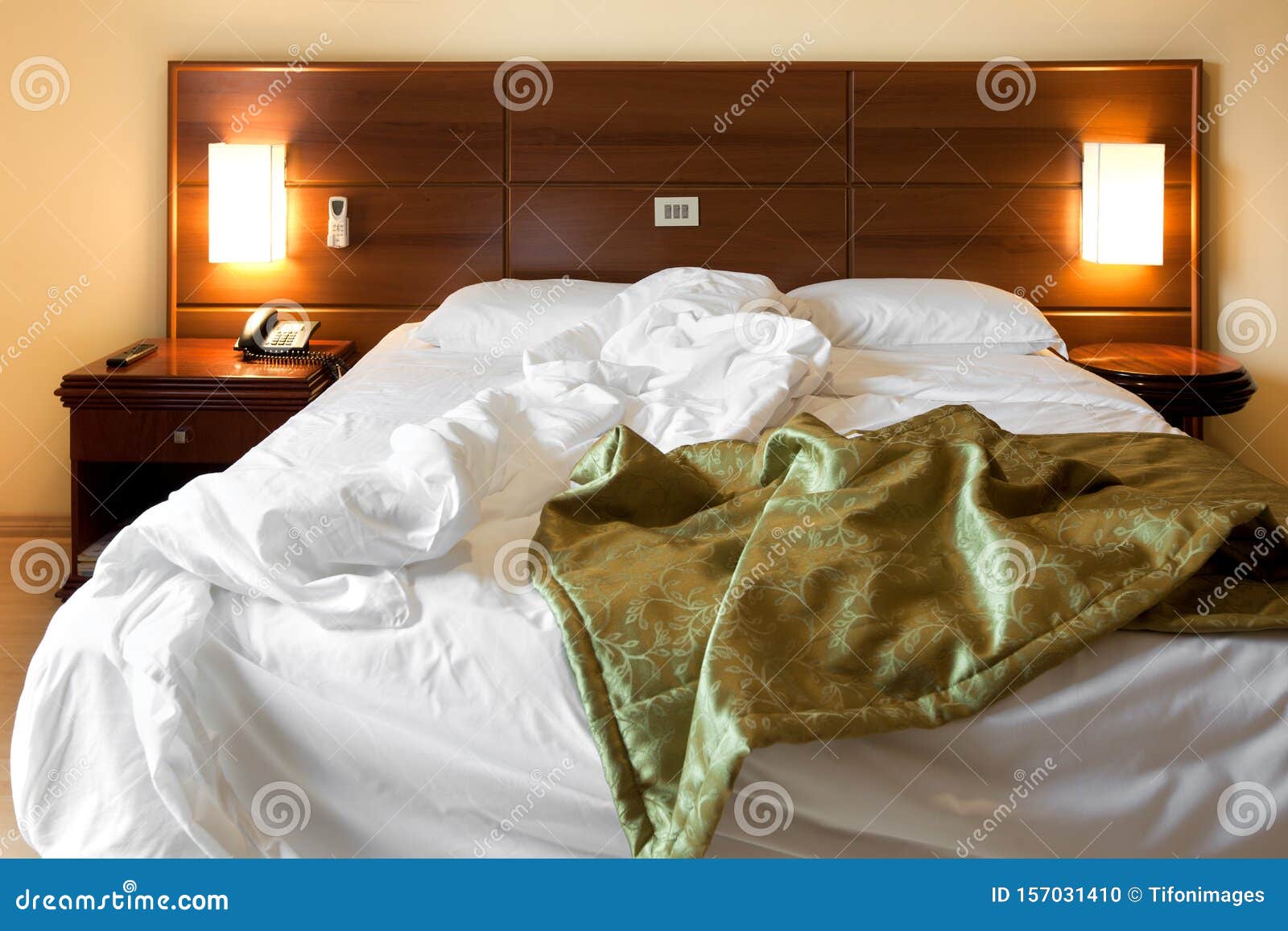 Unmade Bed in an Hotel Room Stock Photo Image of pillow, attraction