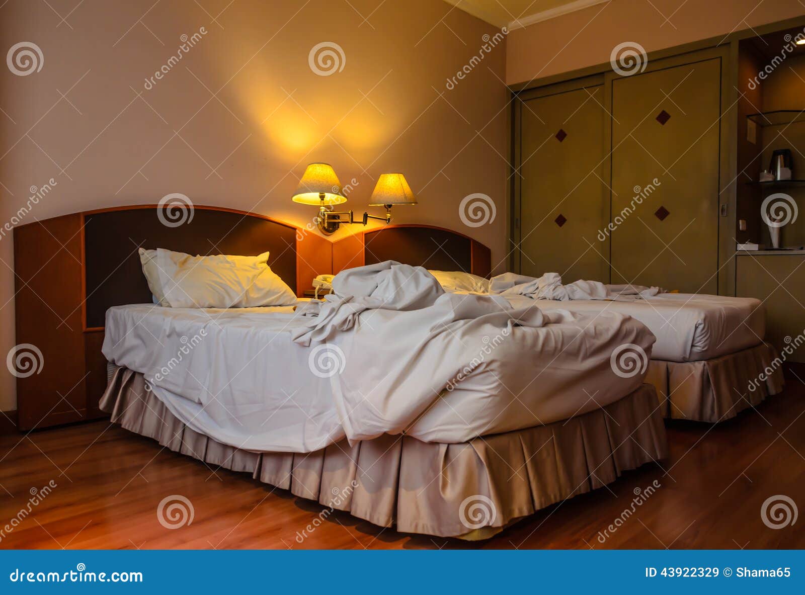 An Unmade Bed of a Hotel Room Stock Image Image of design, mansion