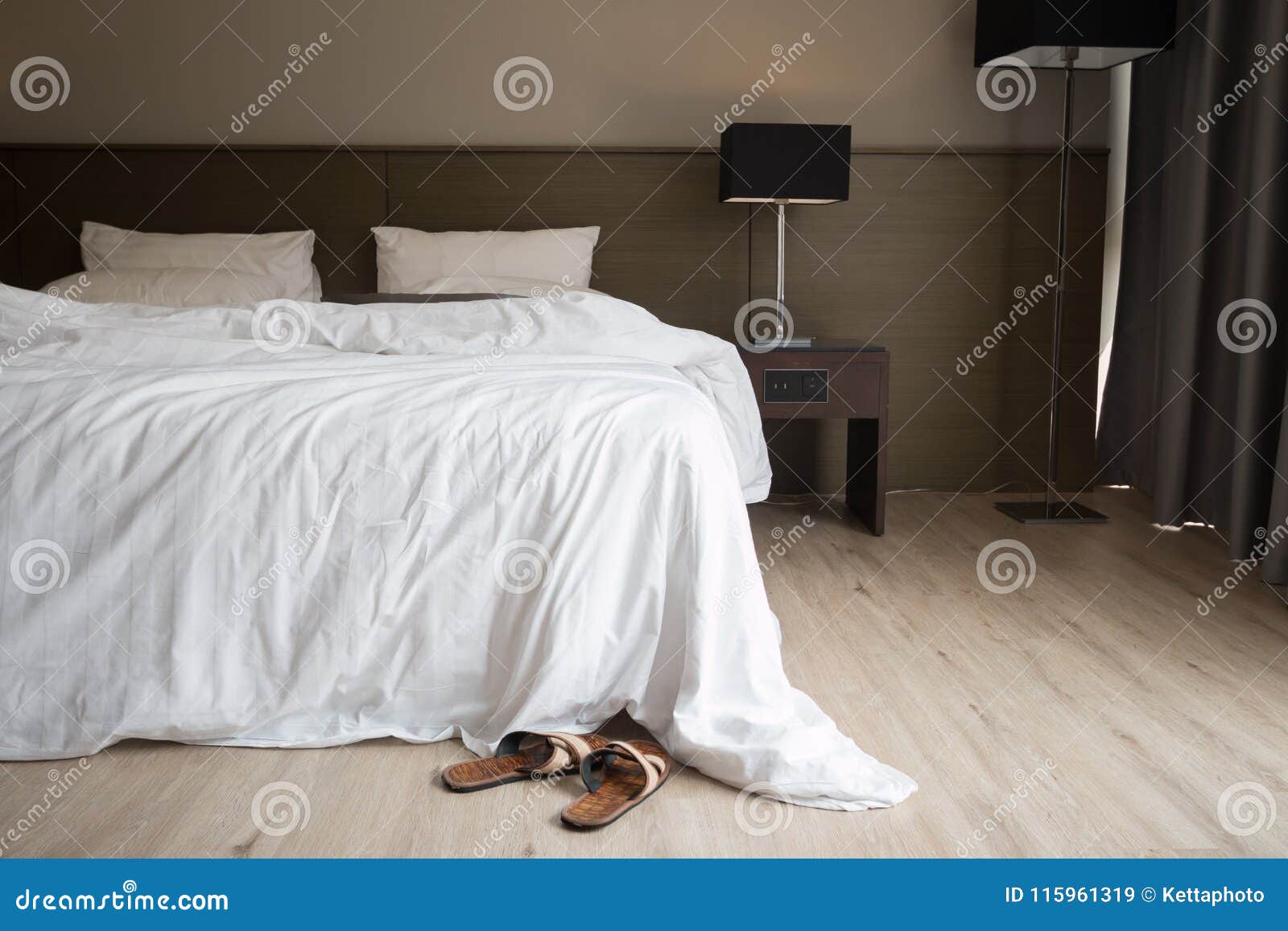 An unmade bed stock image. Image of fluffed, cloth, cotton 115961319