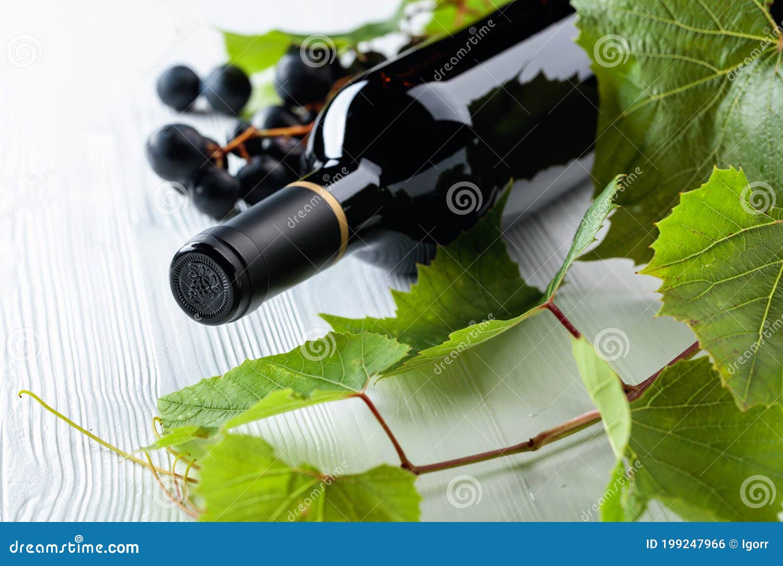 Wine with twig on bottle