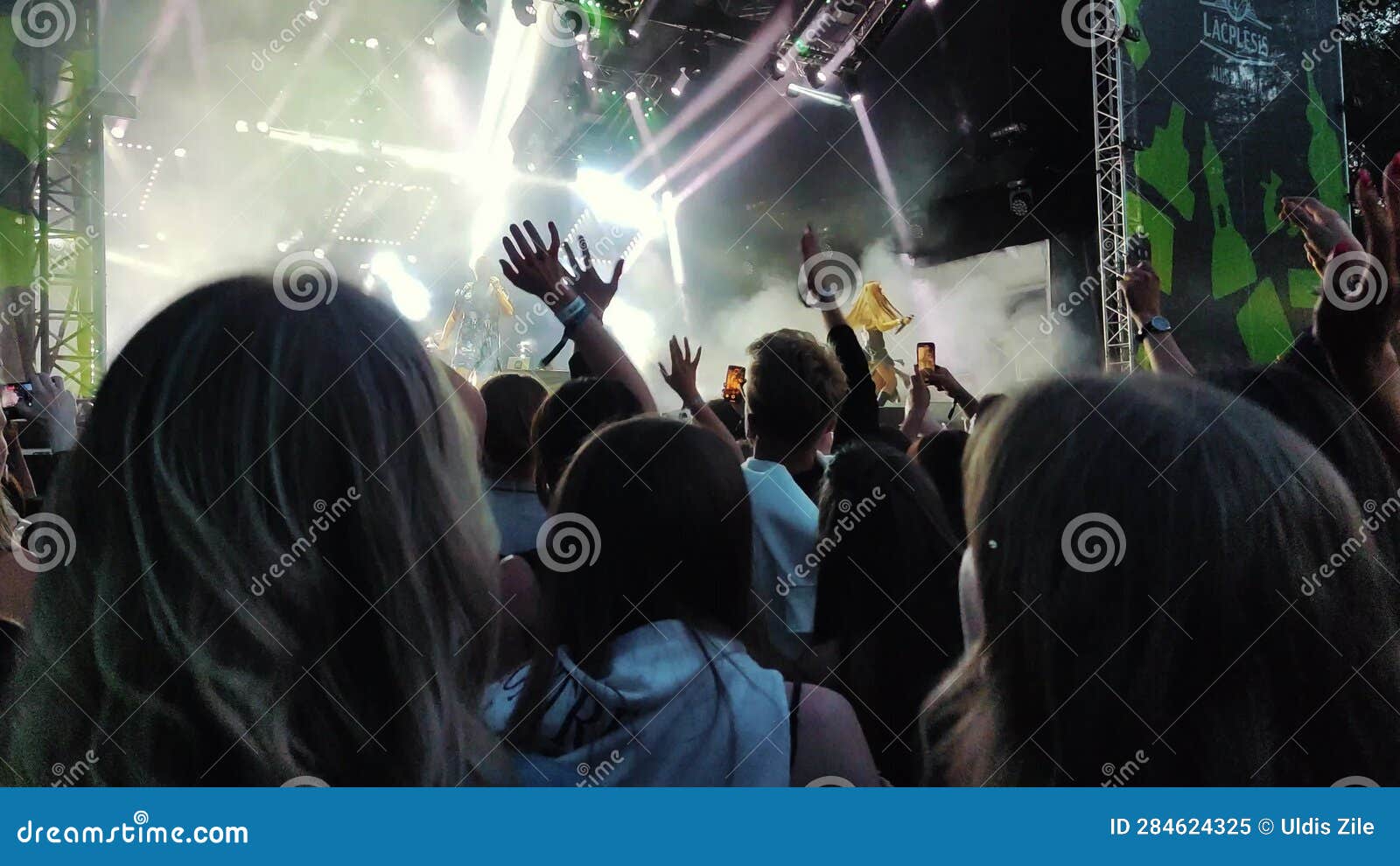 Fans Dancing Mosh Pit and Raising Their Hands at a Concert or Festival ...