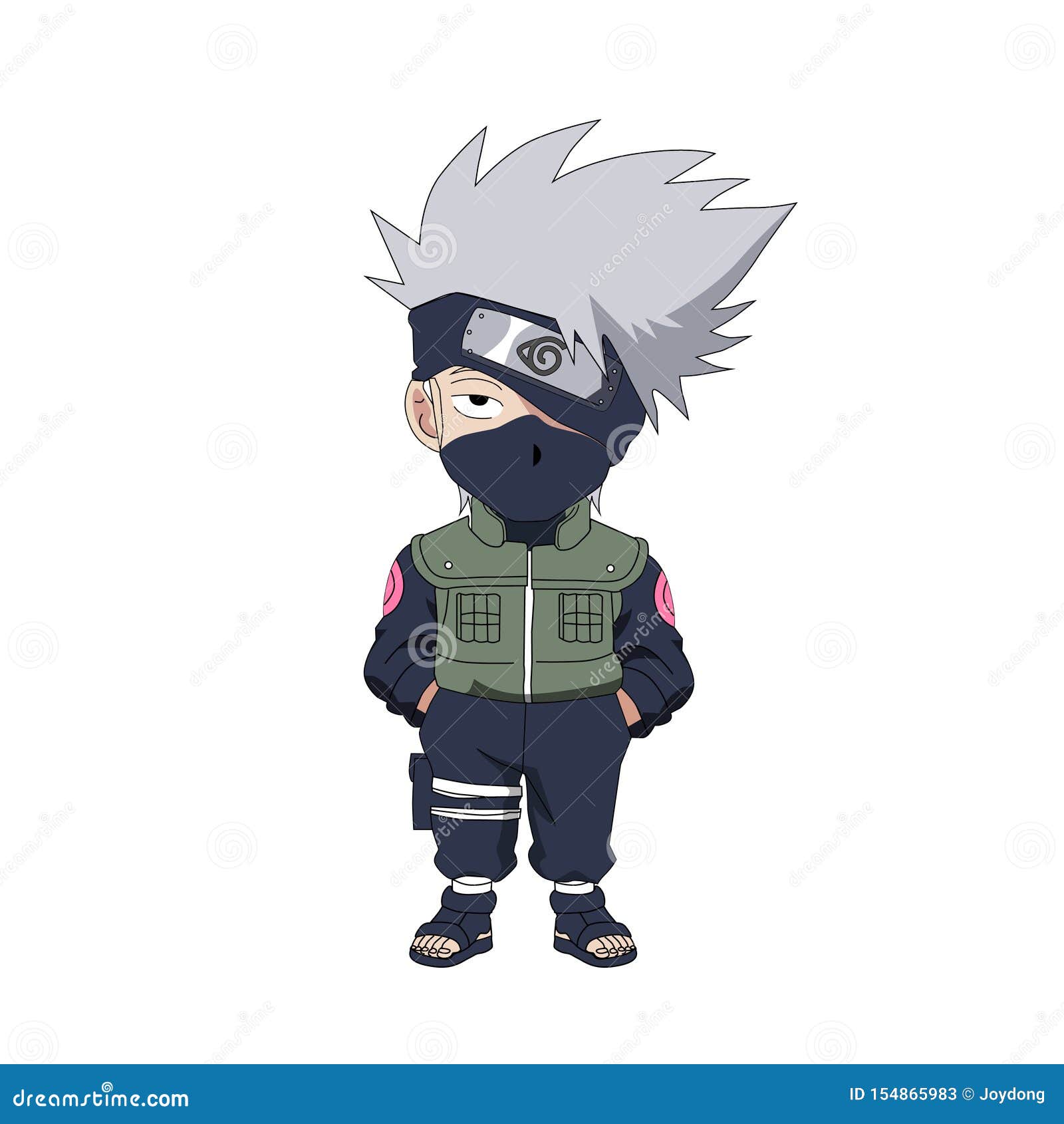 Um desenho de um personagem de desenho animado naruto vestindo um