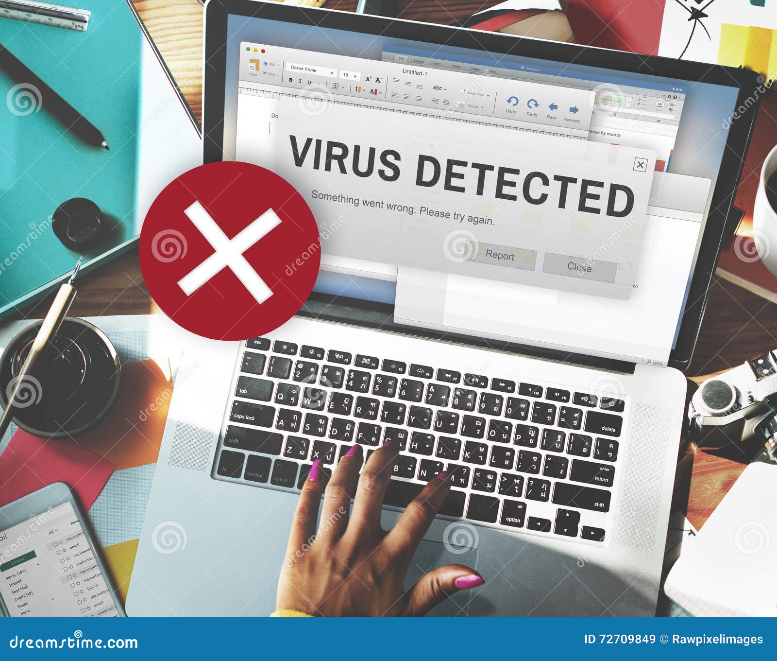 unsecured virus detected hack unsafe concept