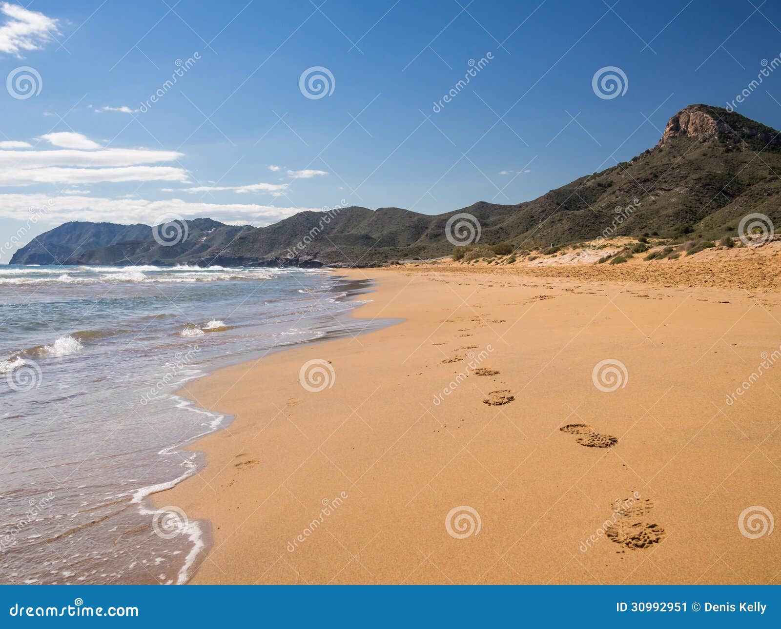 Deserted Beach, Costa Calida, Spain Stock Image - Image of costa, clean:  30992951