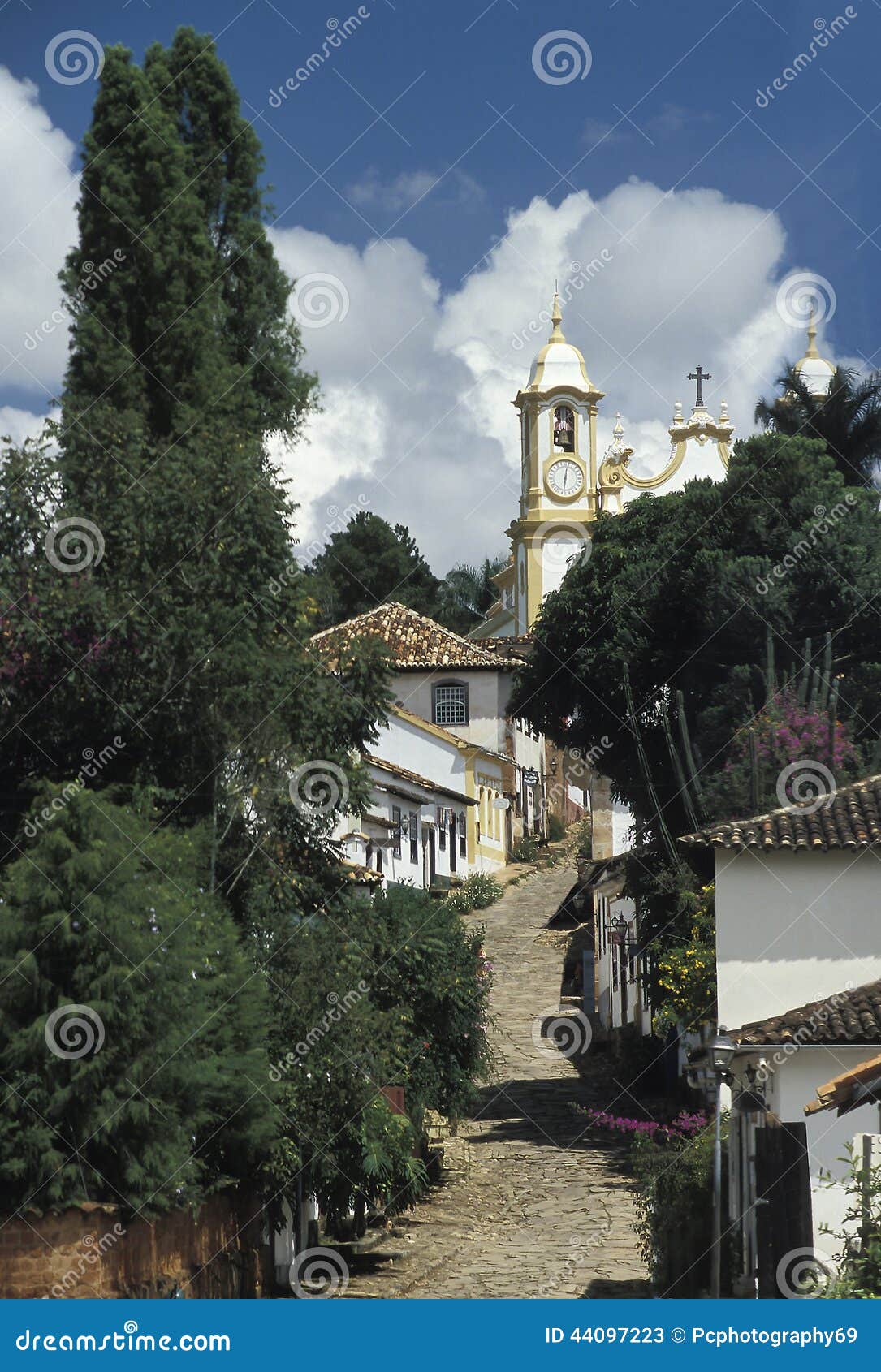 unspoiled colonial street in tiradentes, minas gerais, brazil.