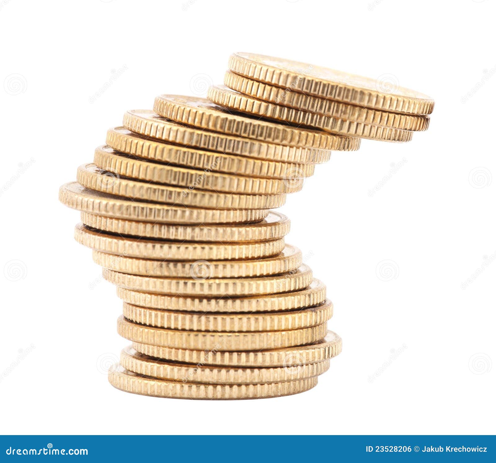 unstable stack of golden coins