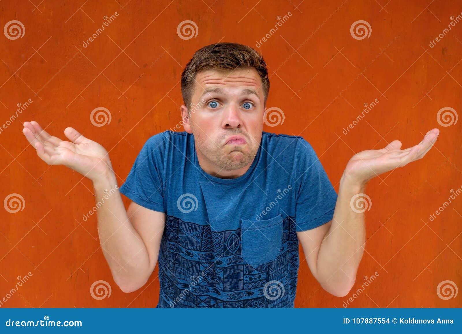 Unsure Caucasian Man Throws Up His Hands Stock Photo Image of
