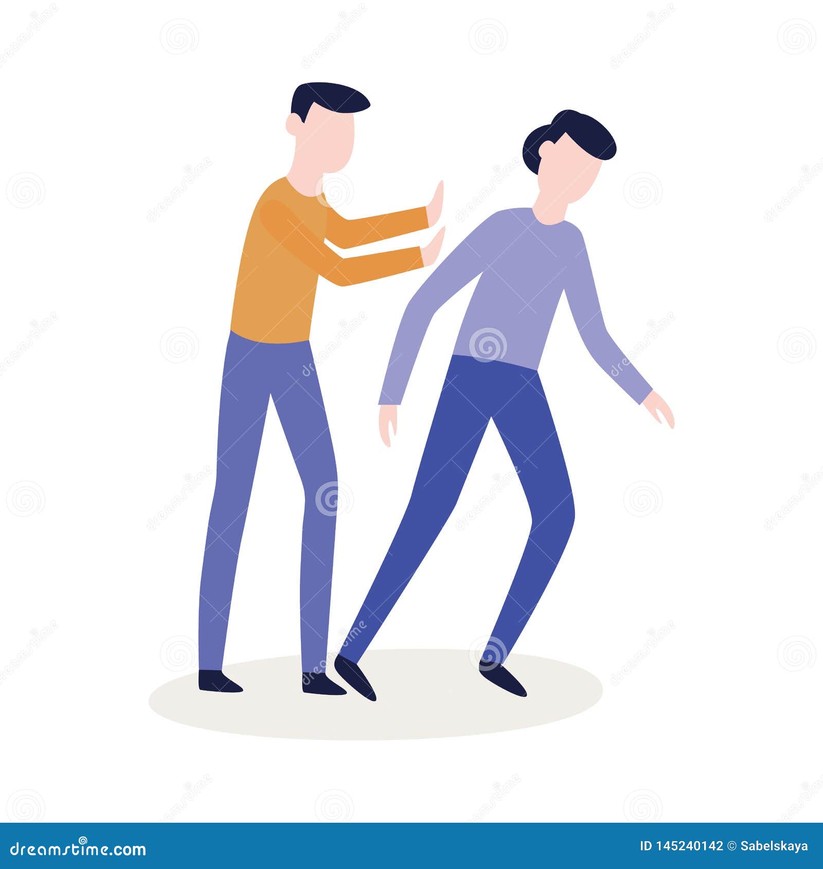 Unsuspecting Person Being Pushed by a Bully Stock Vector - Illustration of  isolated, rejection: 145240142, image size:1600x1690