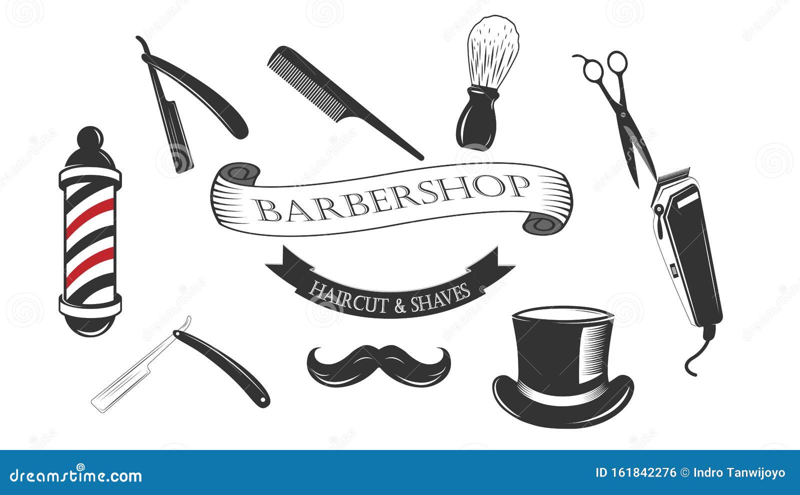 A Collection of Barber Accessories Icons Stock Vector Illustration of