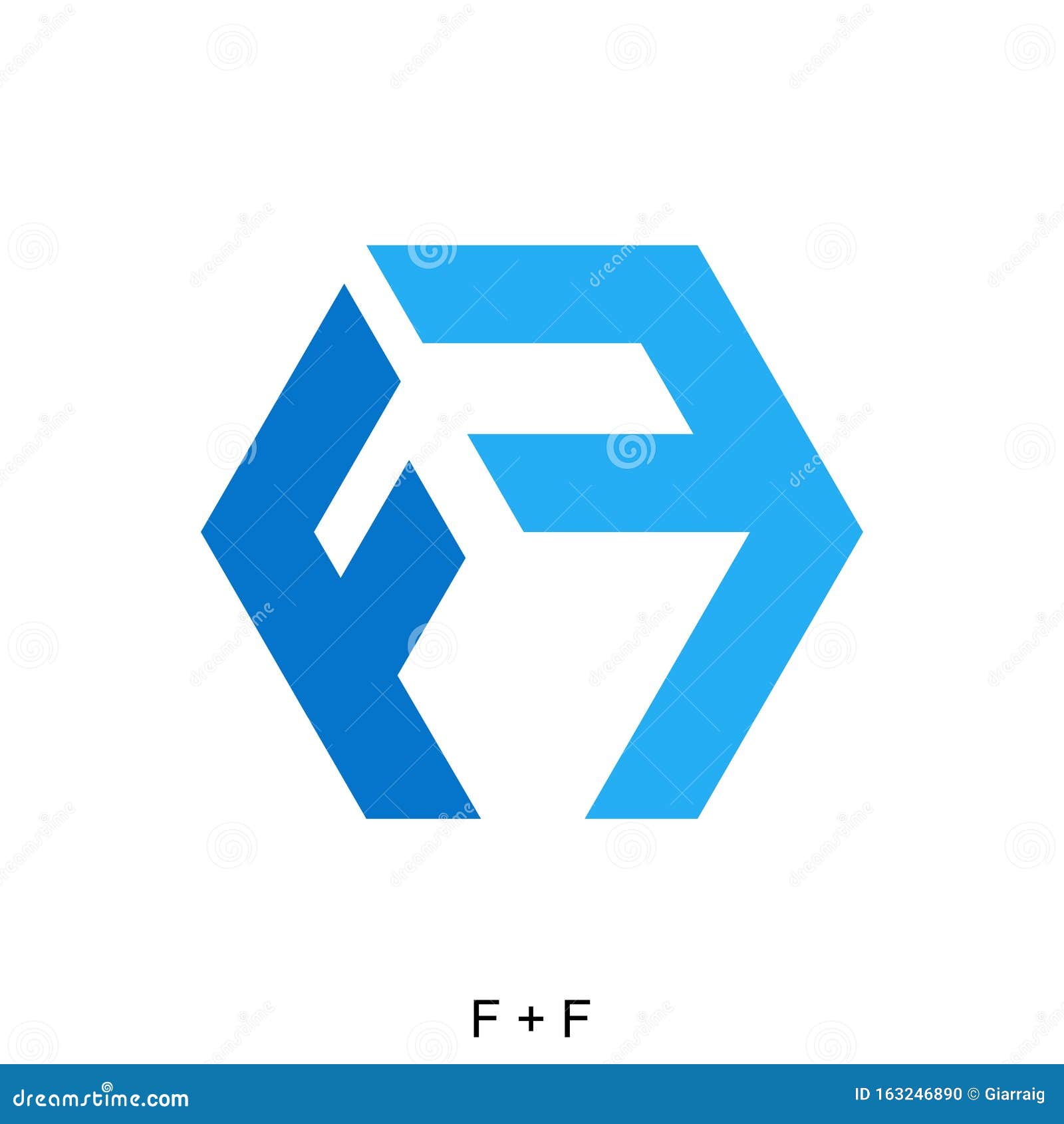  Letter  FF  with hexagon stock vector Illustration of 