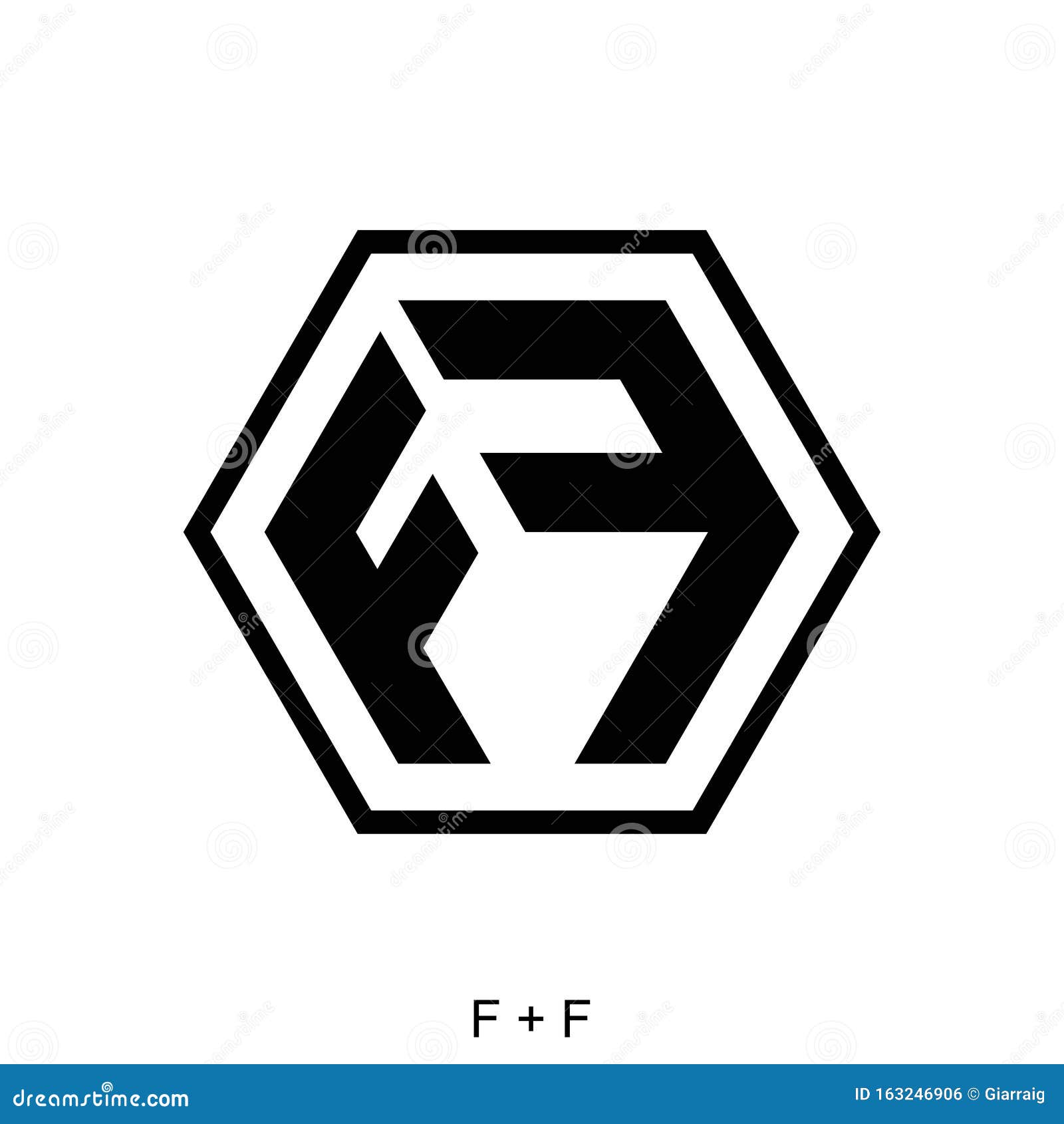  Letter FF  with hexagon stock vector Illustration of font 