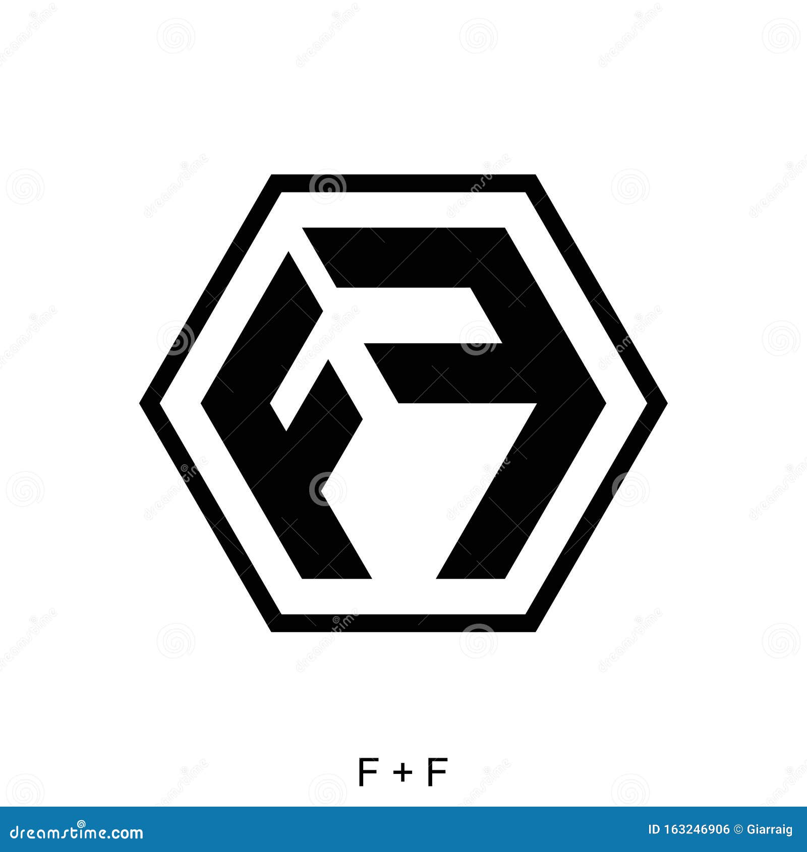  Letter  FF  with hexagon stock vector Illustration of font 