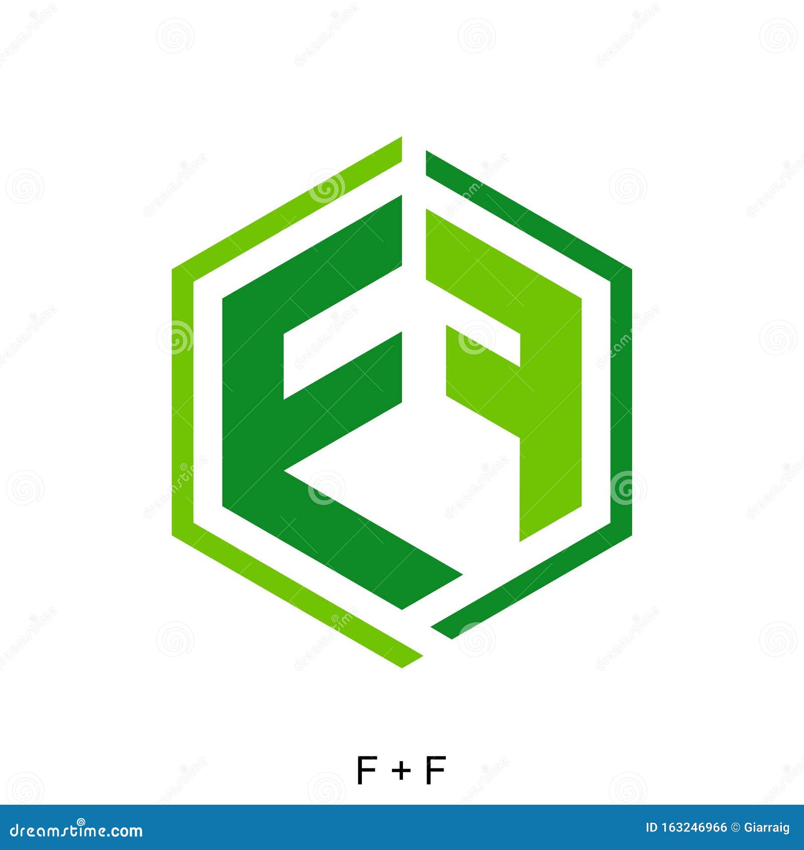  Letter FF  with hexagon stock vector Illustration of 