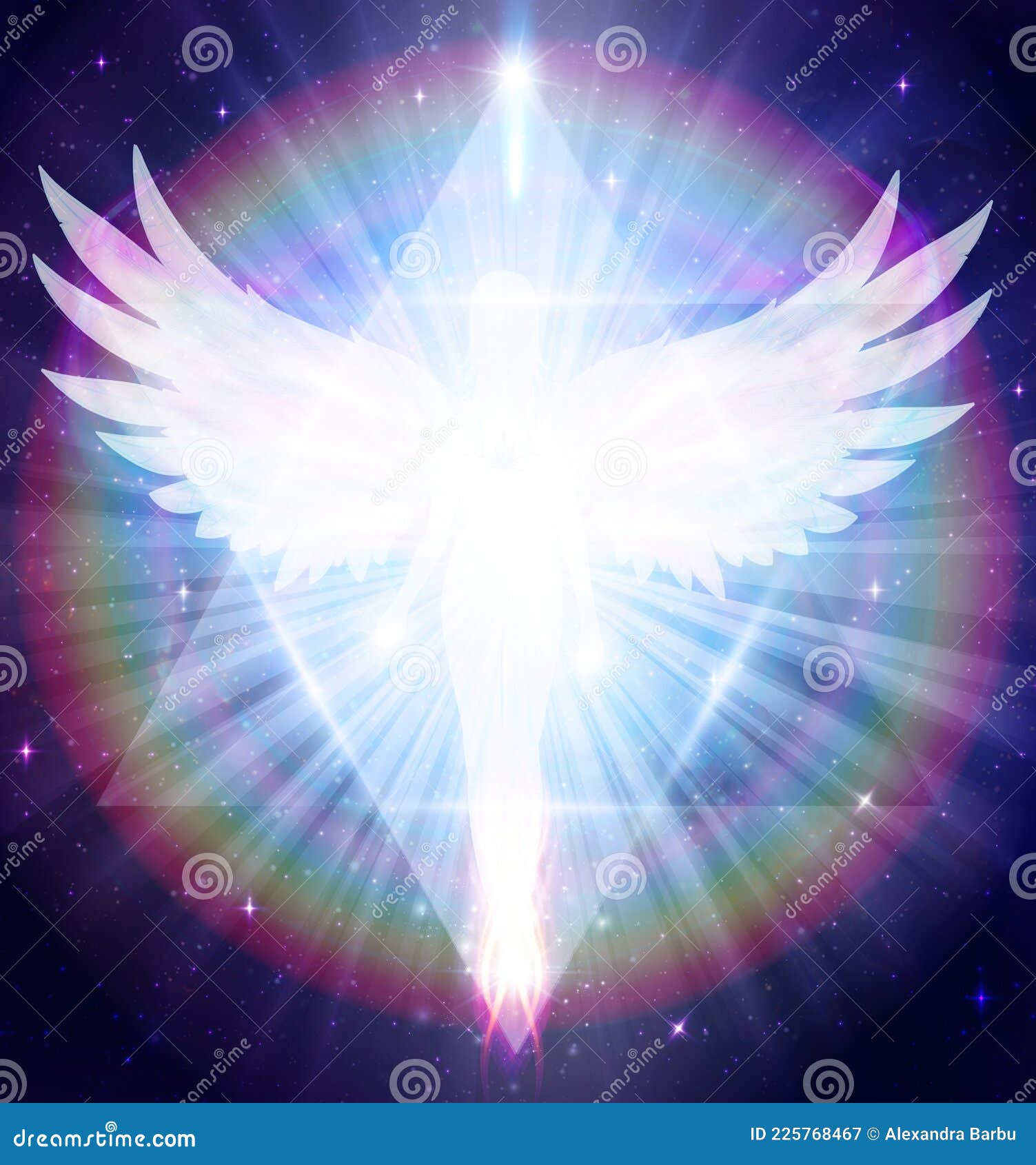 angel of light and love doing a miracle, rainbow power energy, merkaba, star soul gate, diamond heart