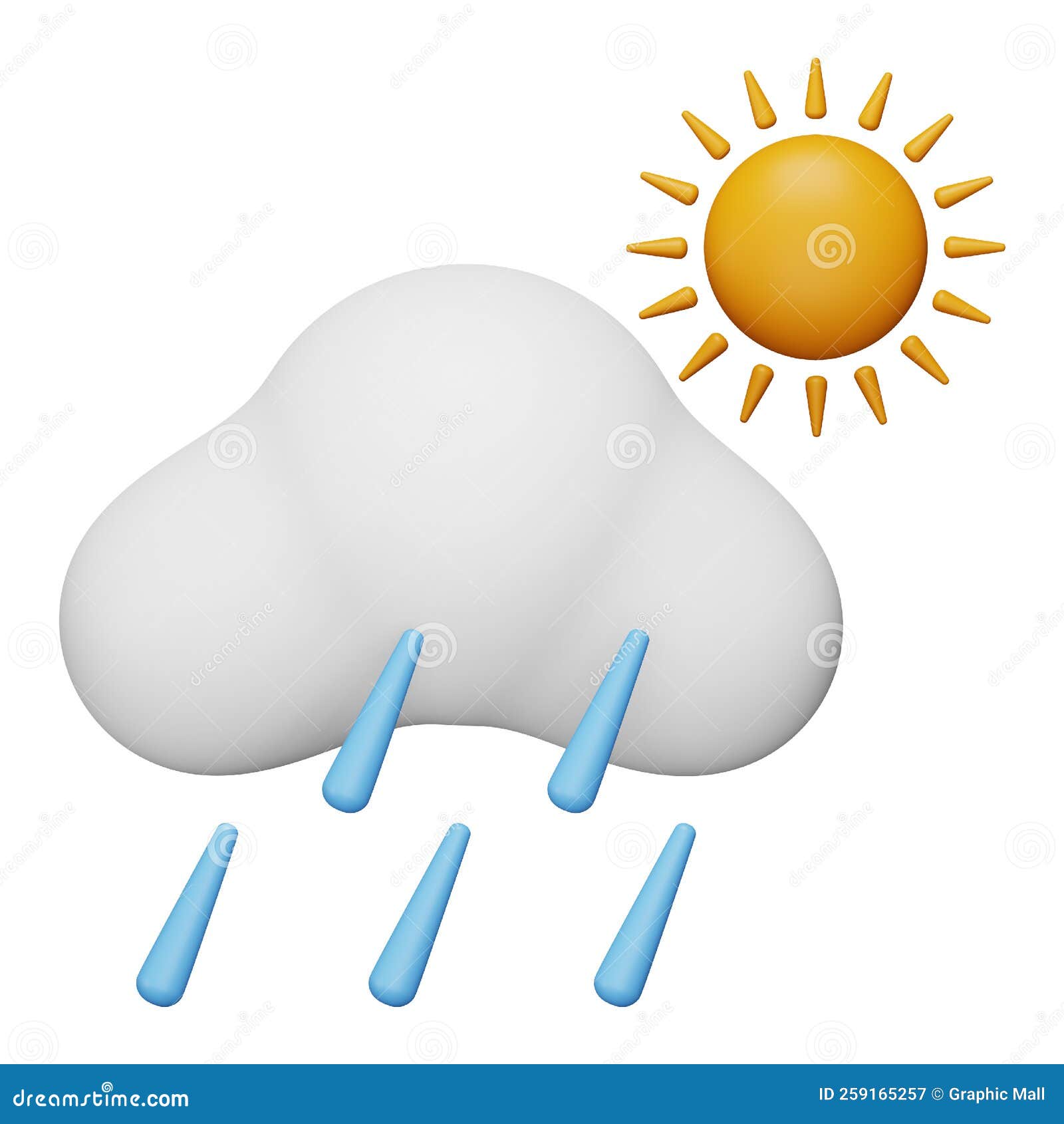 Rain Showers 3d Rendering Isometric Icon. Stock Vector Illustration
