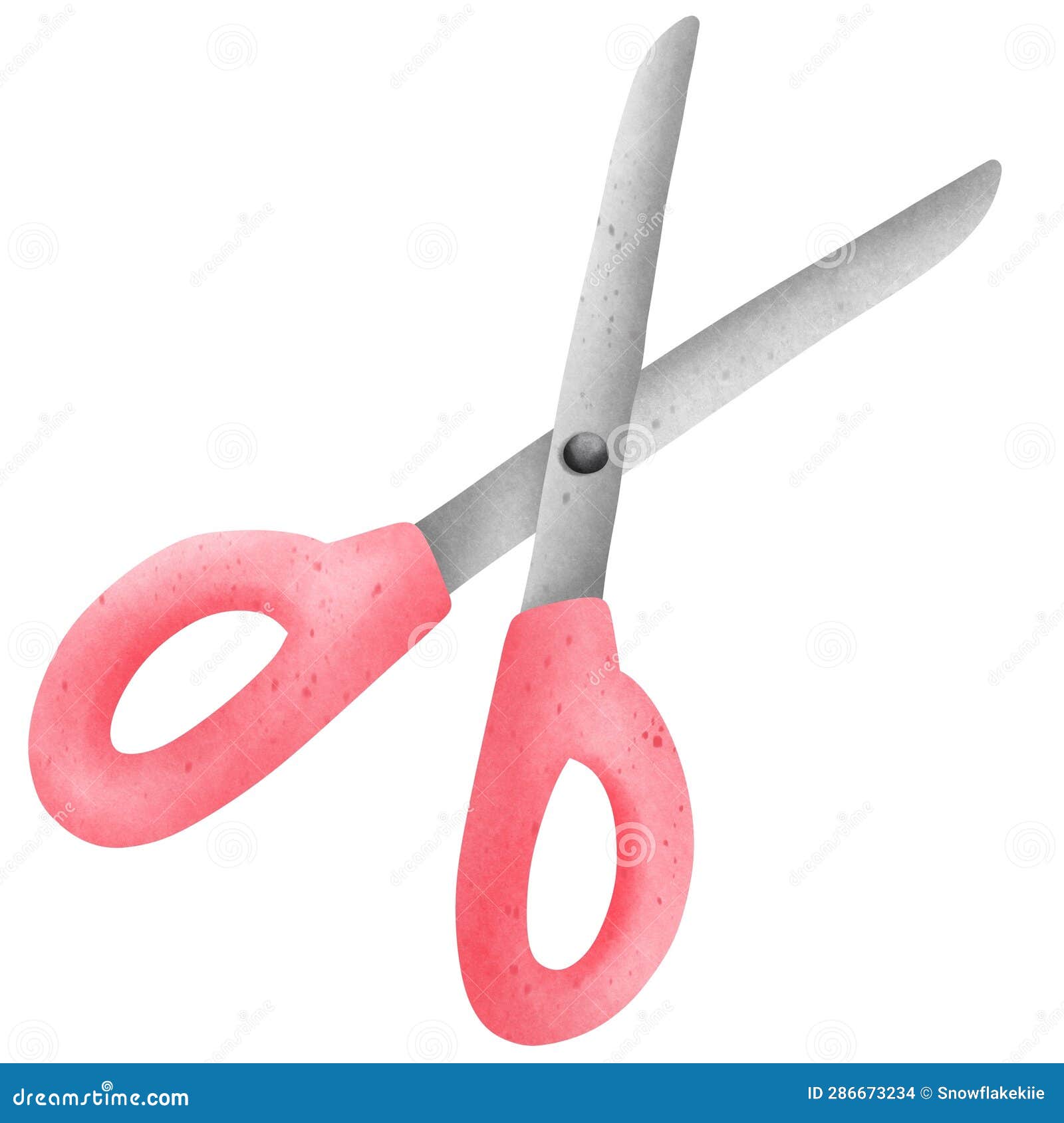 Cute Pink Pastel Scissors Cutter in Watercolor Style Stock Photo