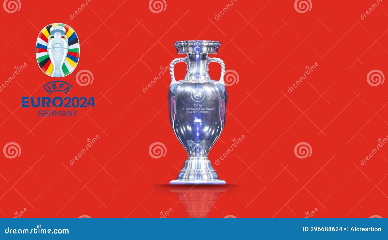 UEFA EURO 2024 Cup Celebration Winning Trophy with Shadow an Logo