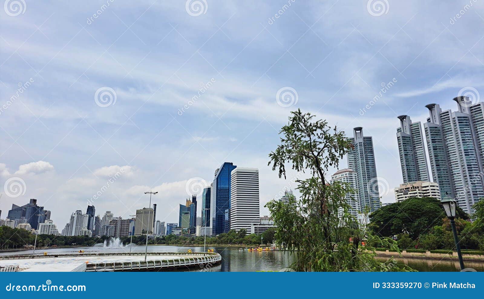 bangkok landscape at benjakitti park.