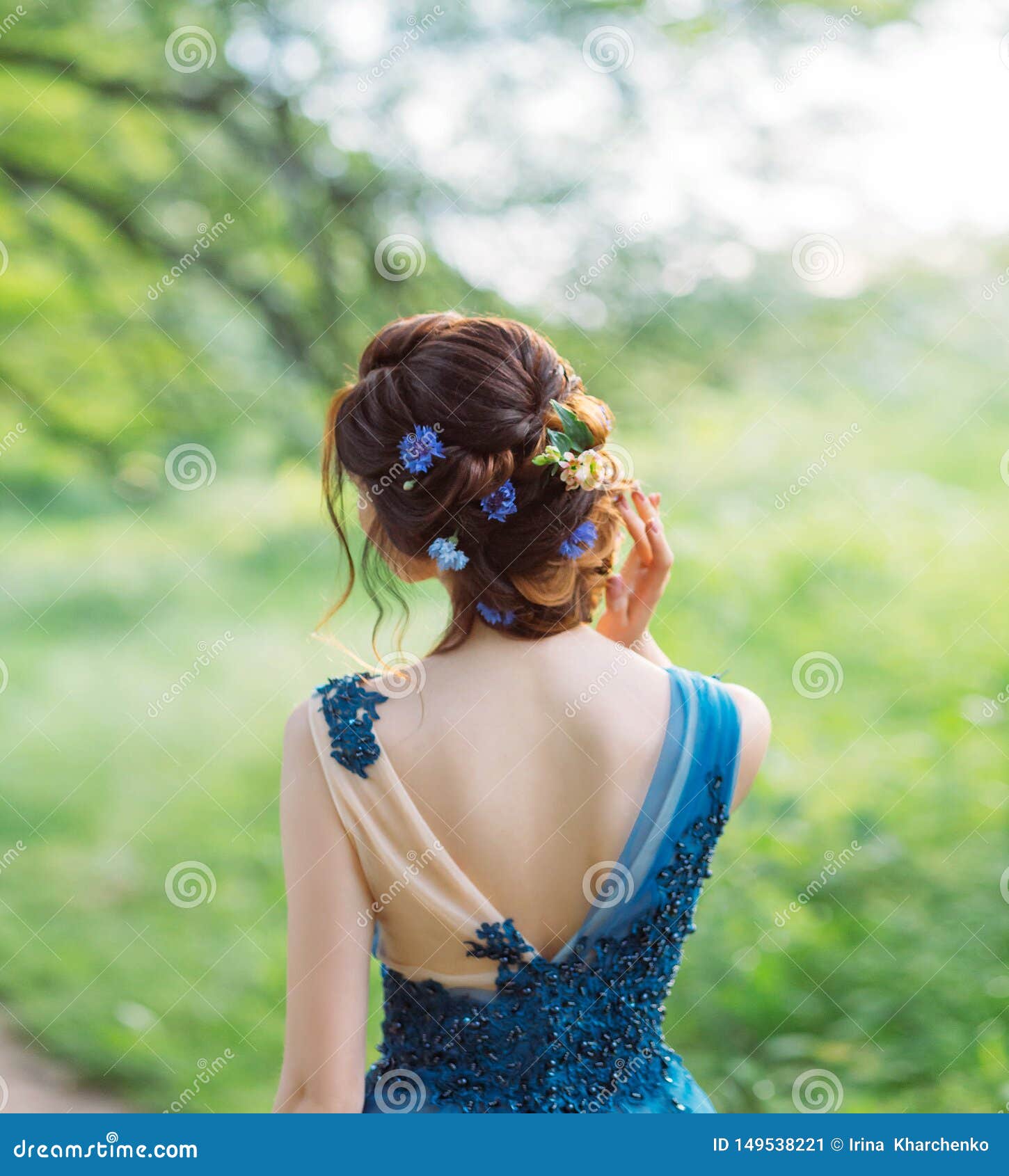Unusual Cool Chic Hairstyle for Long Dark Hair, Work of Hairdresser, Image  for Graduation and Wedding, Forest Nymph with Stock Image - Image of lace,  nature: 149538221