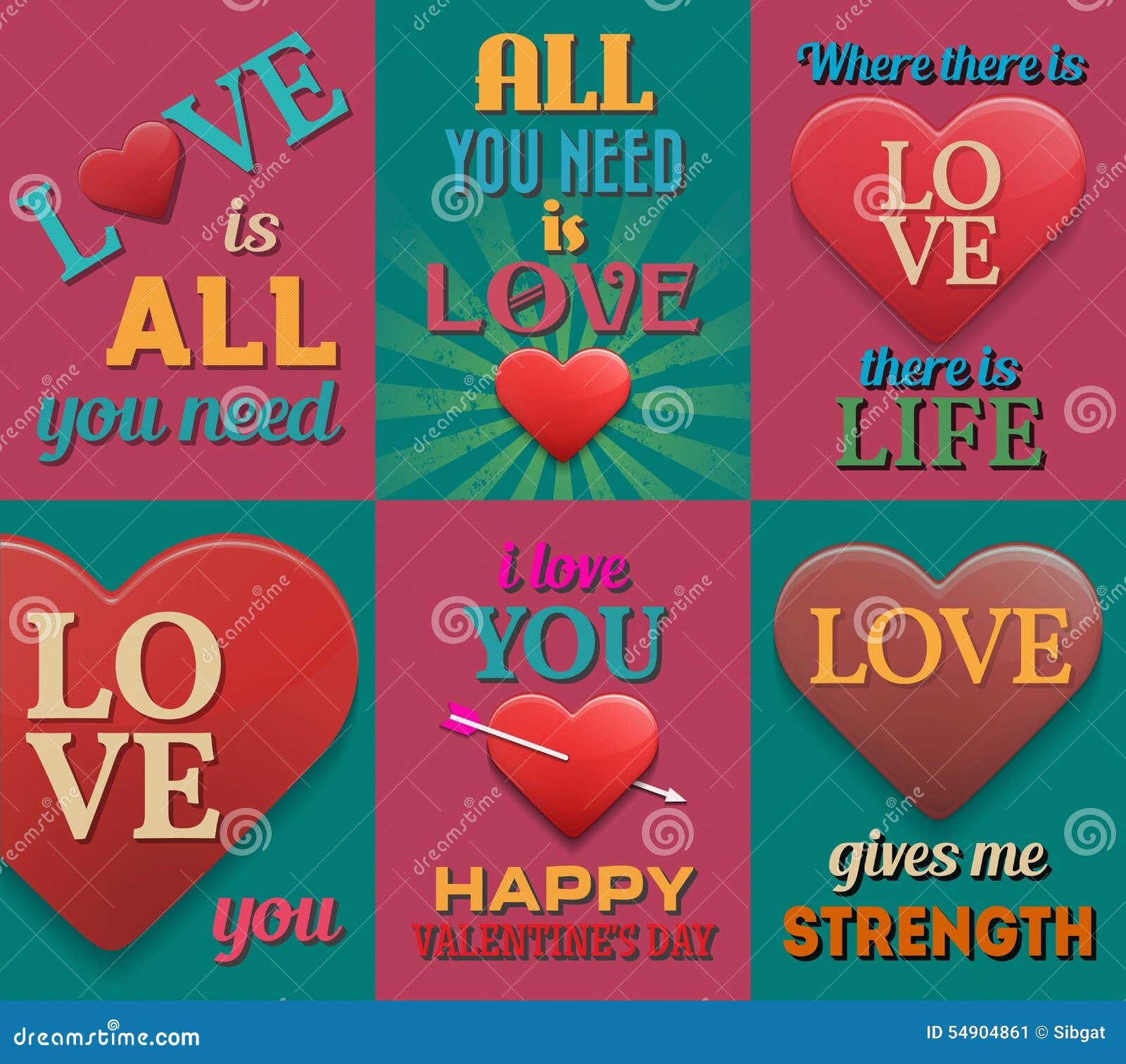 Unusual Inspirational Love Posters. Set 2 Stock Vector Illustration
