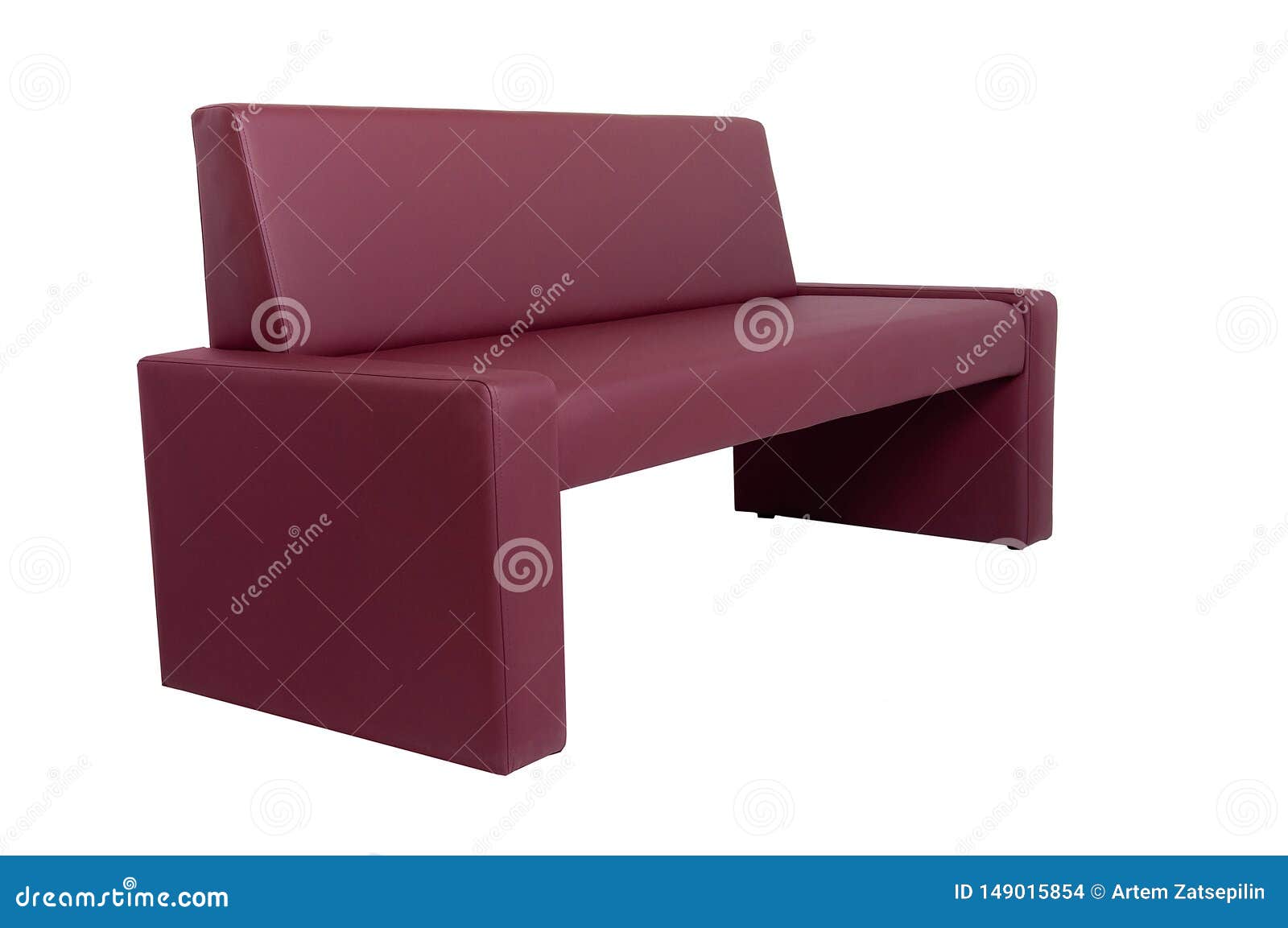 Unusual Modern Red Leather Bench Isolated On White Background