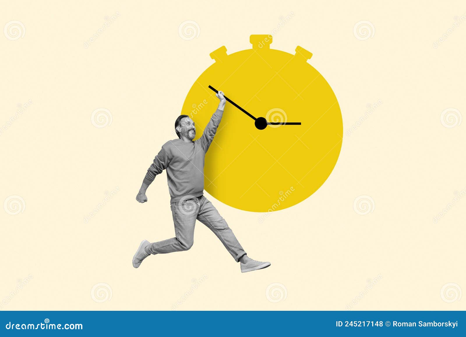 Man wants to stop the clock time management Vector Image