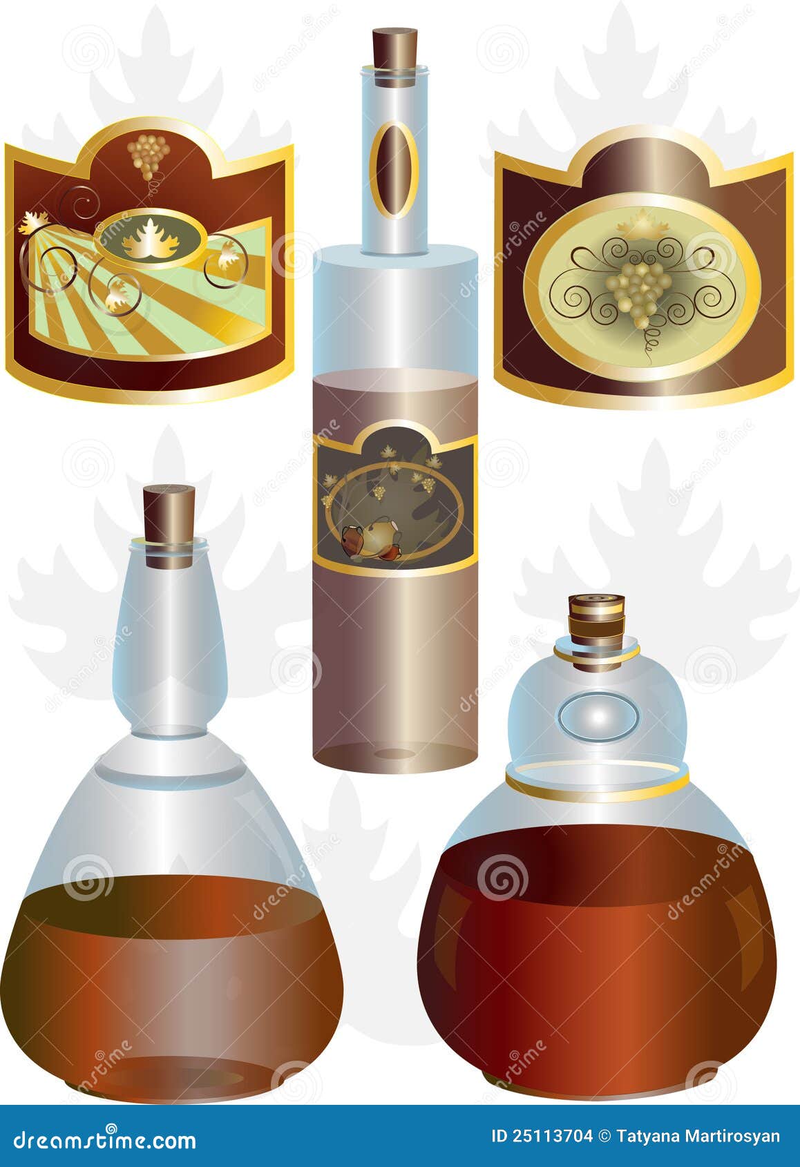 Unusual Shape of Bottles and Labels Stock Vector - Illustration of