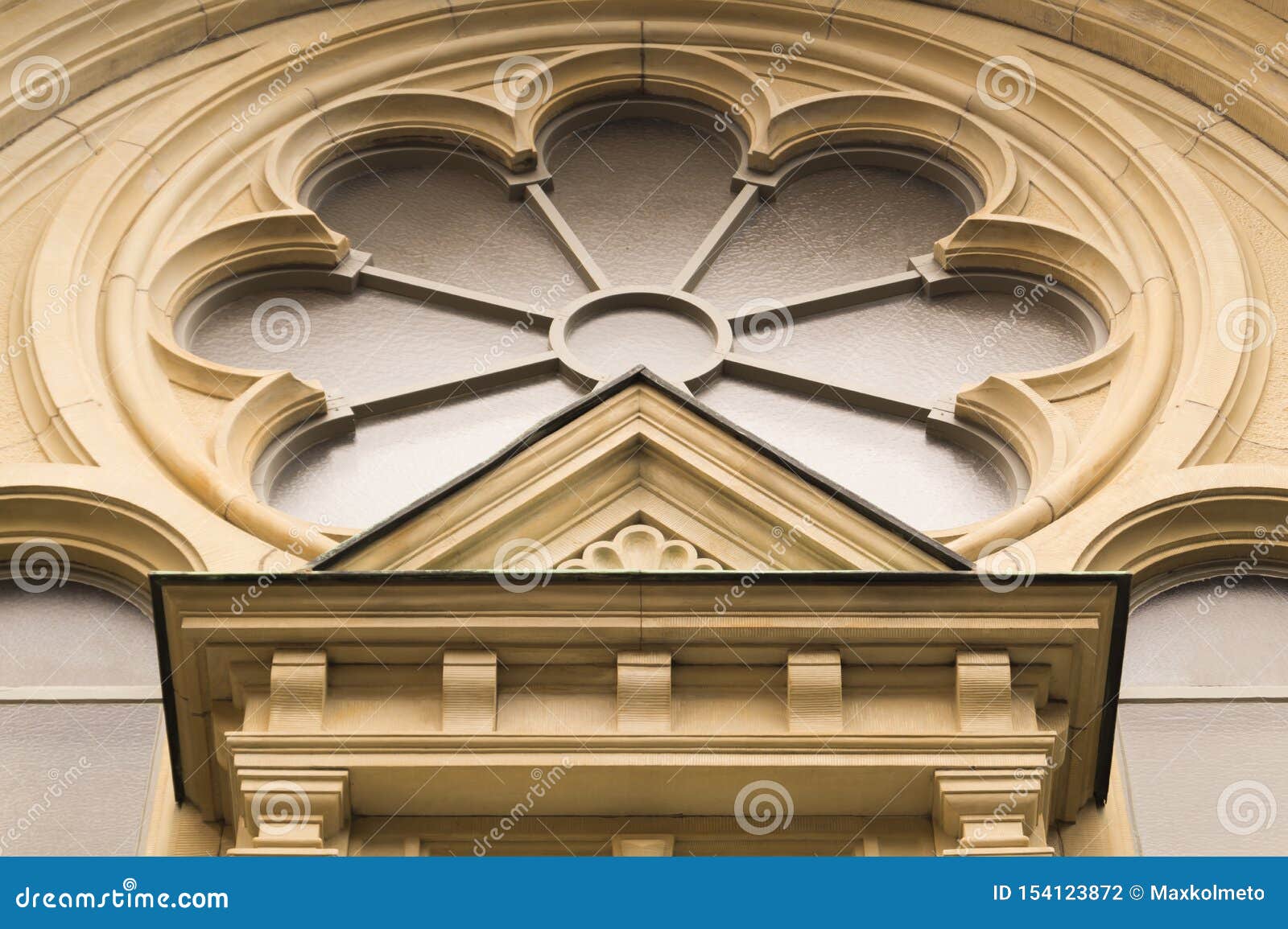 Unusual Window On The Facade Of The Old House Stock Photo - Image of .