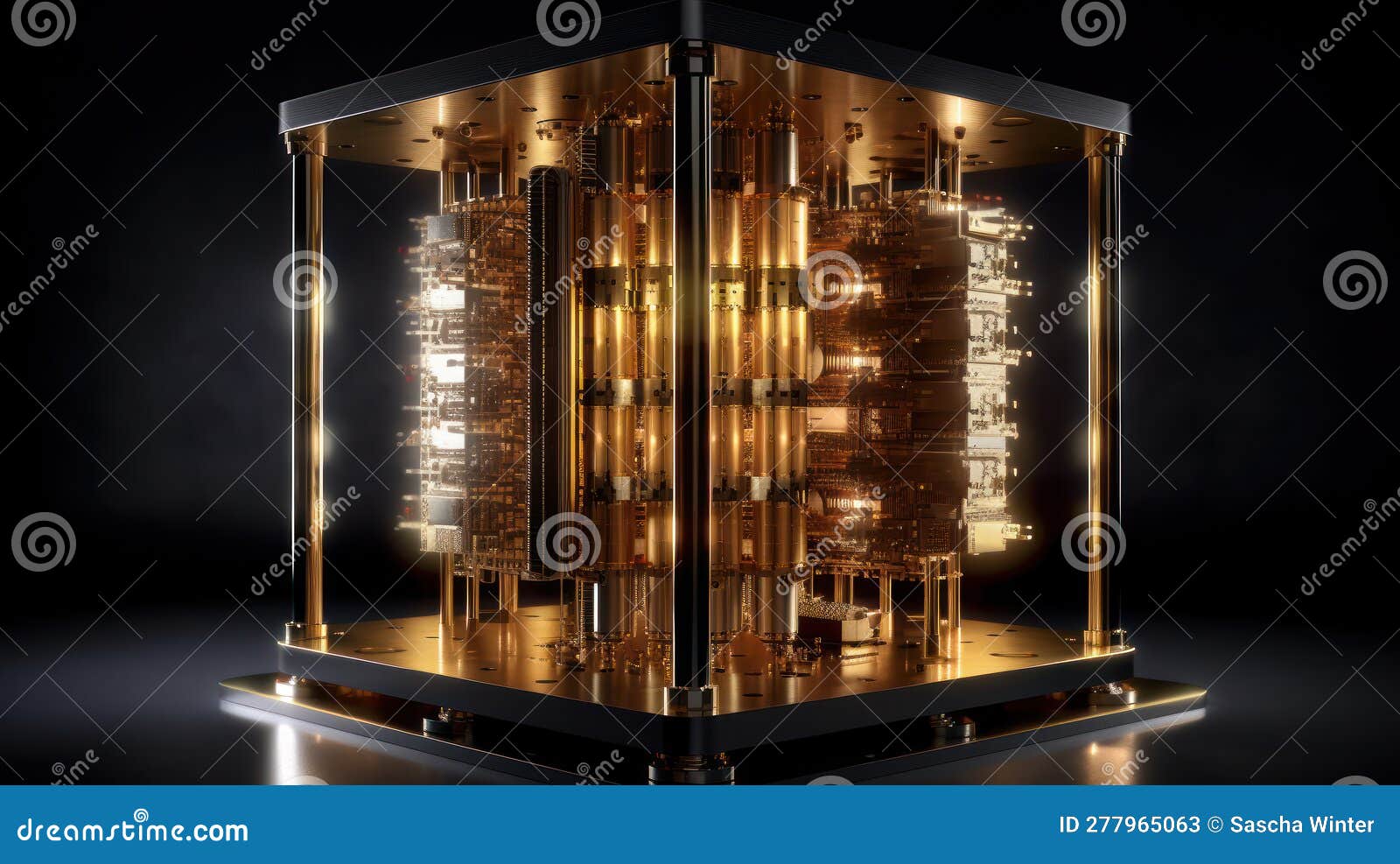 Unveiling the Quantum Revolution: the Principle of a Quantum Computer Stock Illustration 