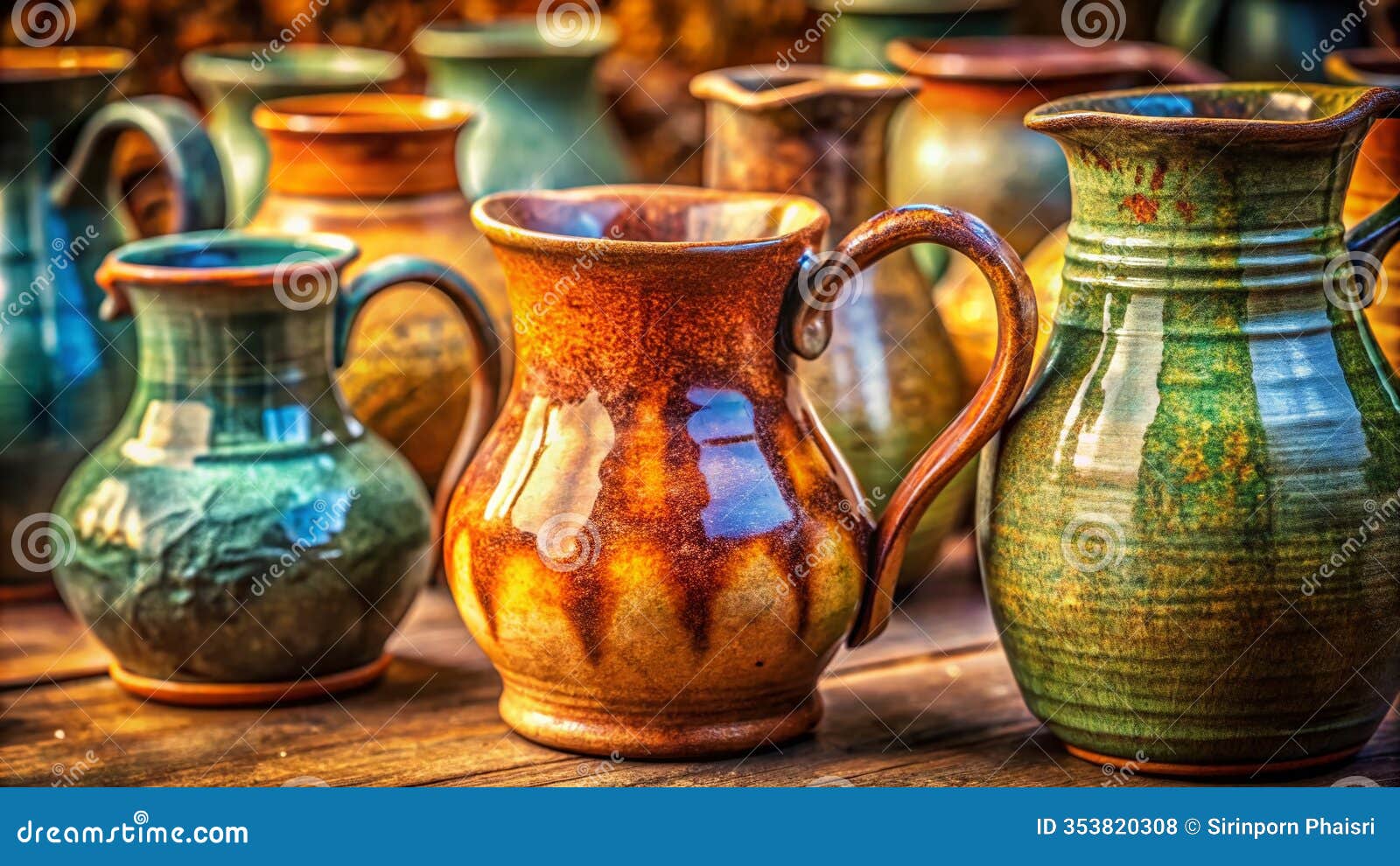 unveiling the rustic charm exquisite closeup details of vintage ceramic pitchers