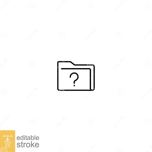 Unverify Document Folder Line Icon. FAQ Folder with Question Mark Stock