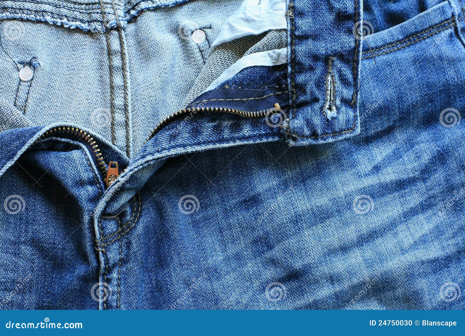 Unzipped Men Blue Jeans Stock Photo Image 24750030