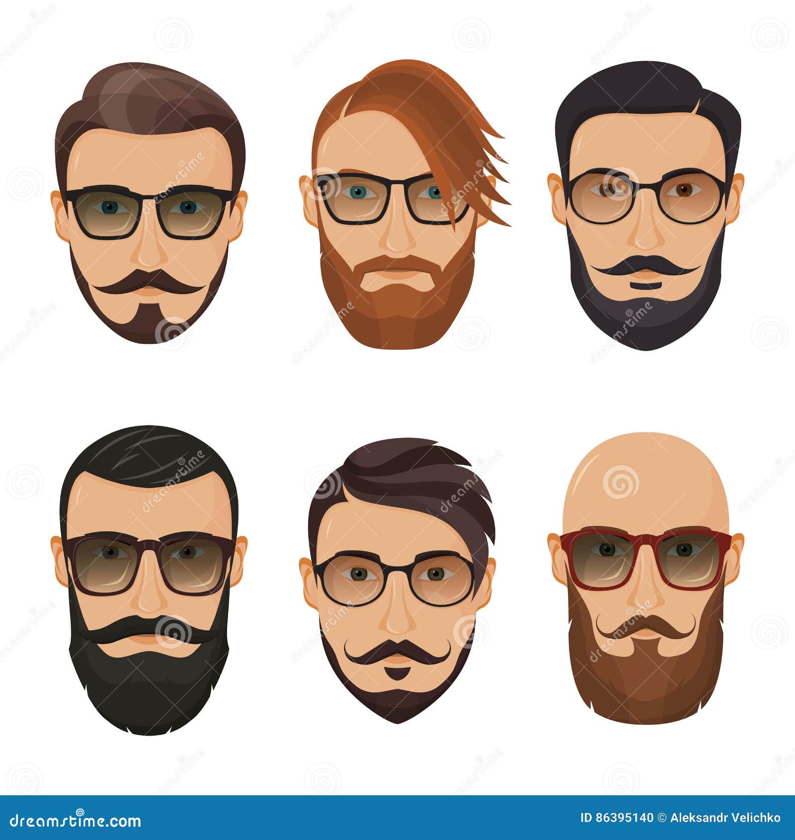 Uomini Barbuti Dei Pantaloni A Vita Bassa Con Differenti Acconciature Baffi Barba Illustrazione Vettoriale Illustrazione Di Modo Barba