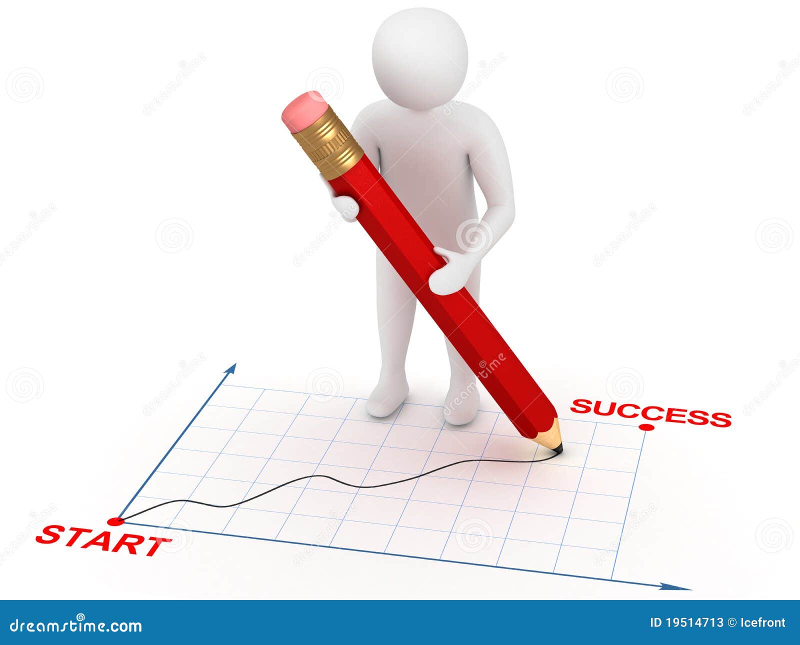 Uomo 3d Con La Matita Rossa Illustrazione di Stock - Illustrazione di  grafico, tabella: 19514713