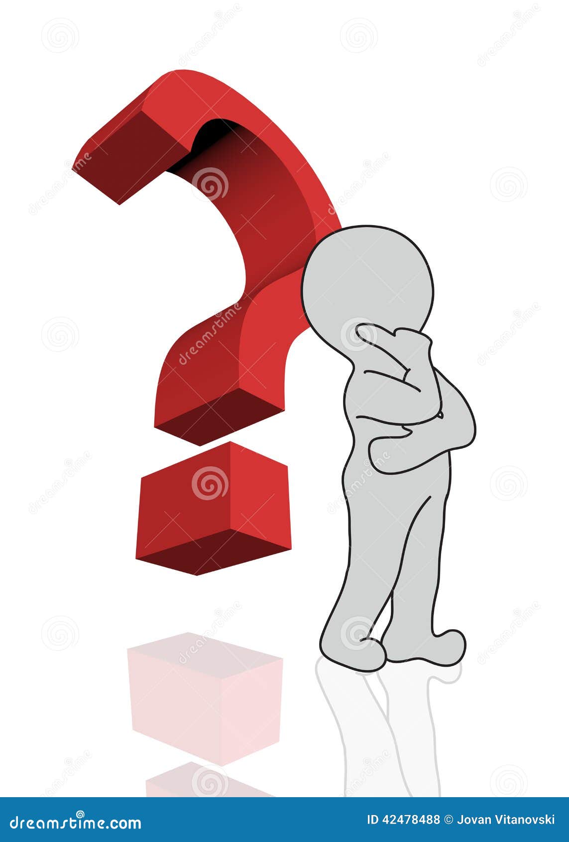 Rivolgere Interrogativi A Se Stessi Uomo 3d Con Il Punto Interrogativo Rosso Illustrazione di Stock