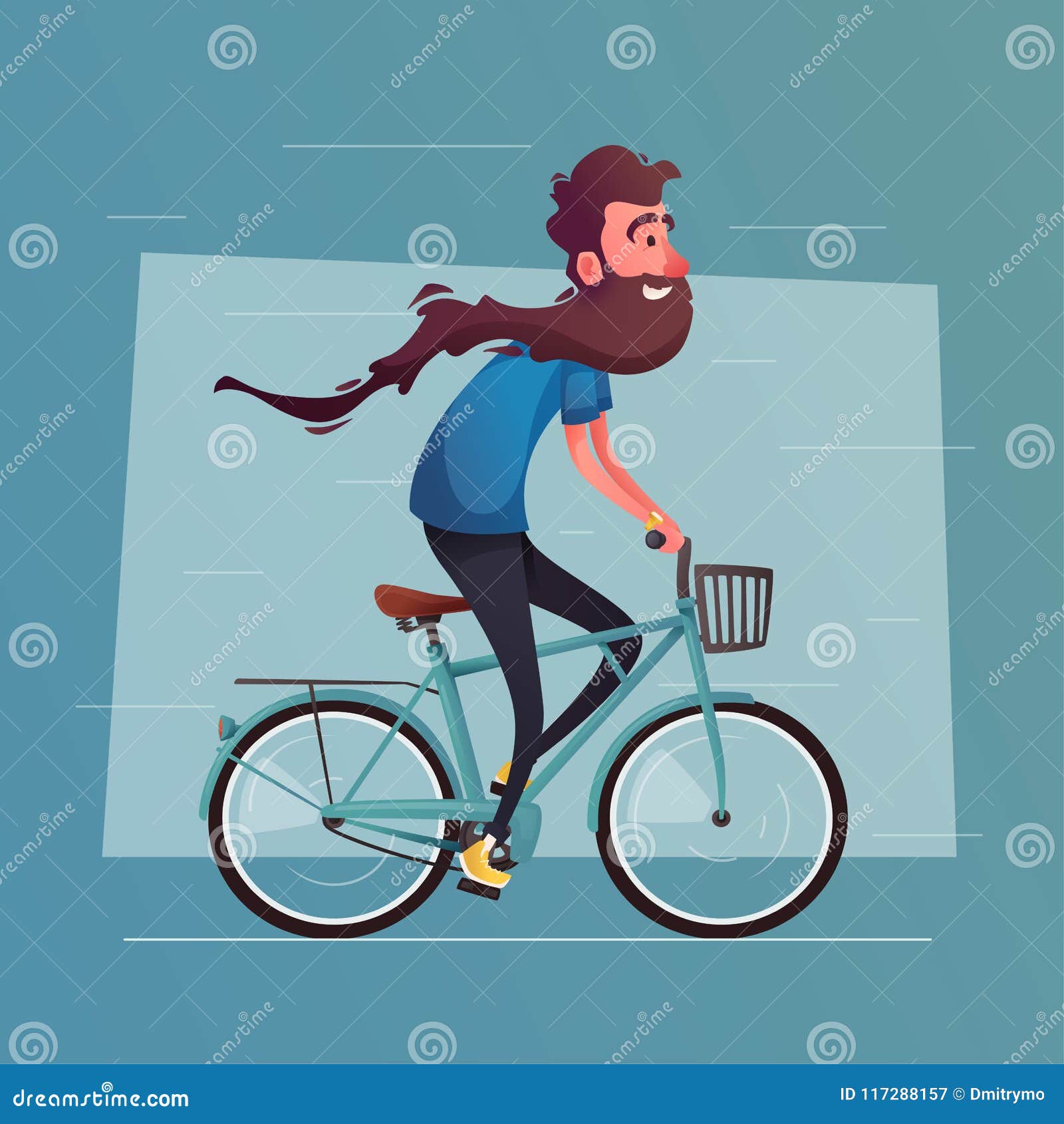 Uomo Divertente Con Il Giro Lungo Della Barba Una Bici Bicicletta D Annata Illustrazione Di Vettore Del Fumetto Illustrazione Vettoriale Illustrazione Di Uomo Giro