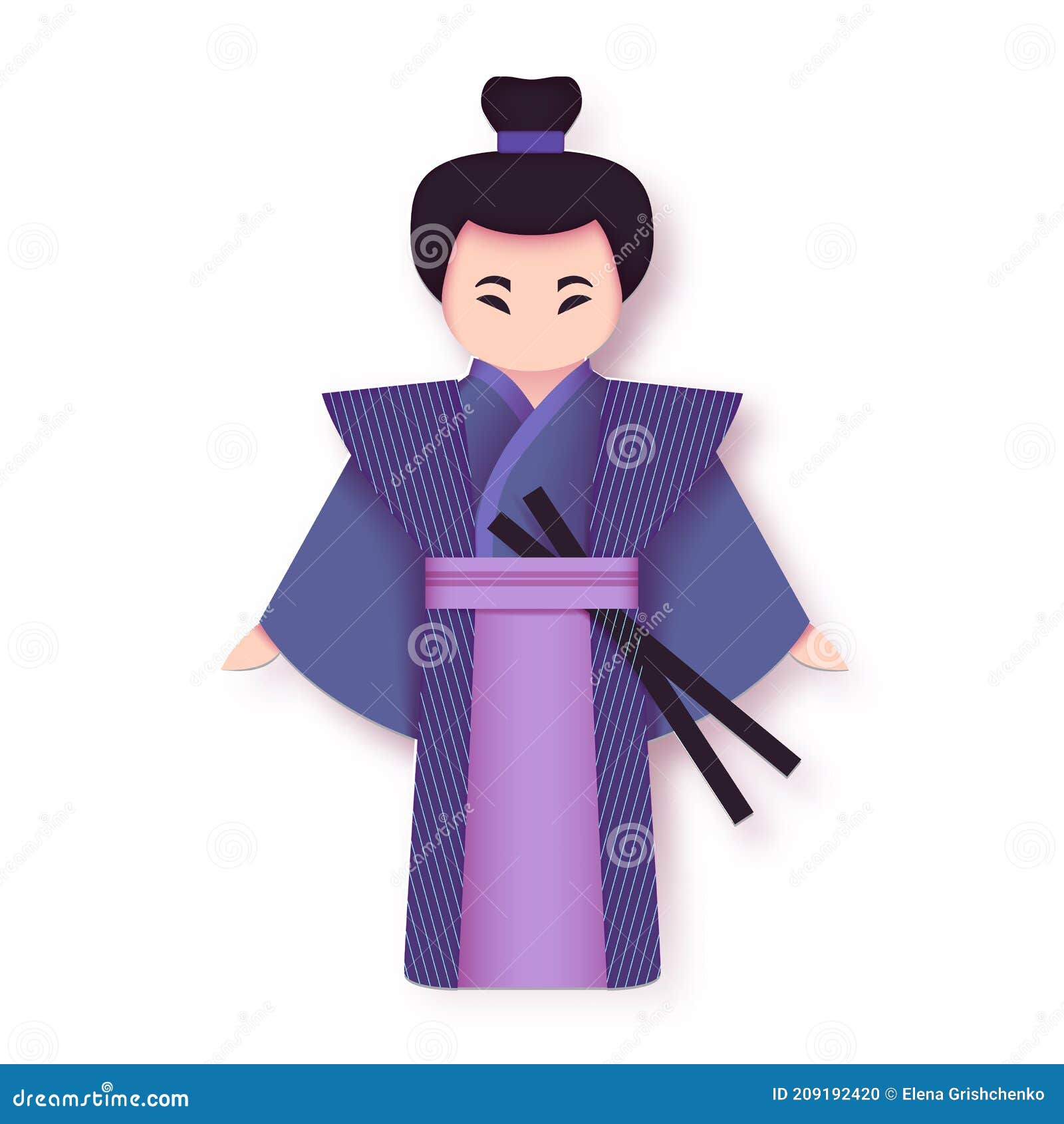 Uomo Giapponese in Kimono, Vestito Tradizionale Nazionale. Samurai. Cartone  Animato. Giocattolo Per Carta Illustrazione Vettoriale - Illustrazione di  decorazione, coltura: 209192420