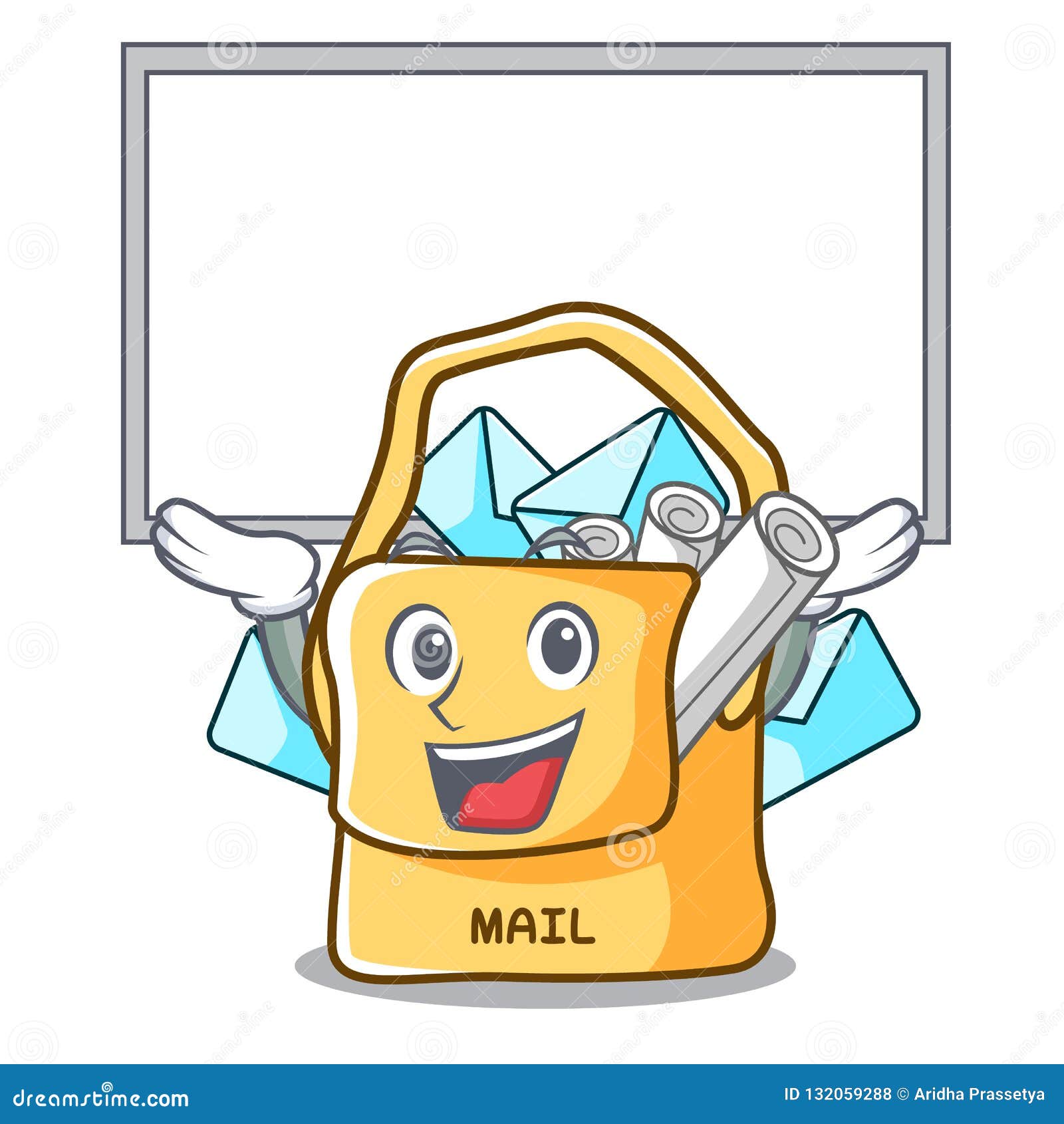 Up Board Bag Sack Fill in Cartoon Mail Stock Vector Illustration of
