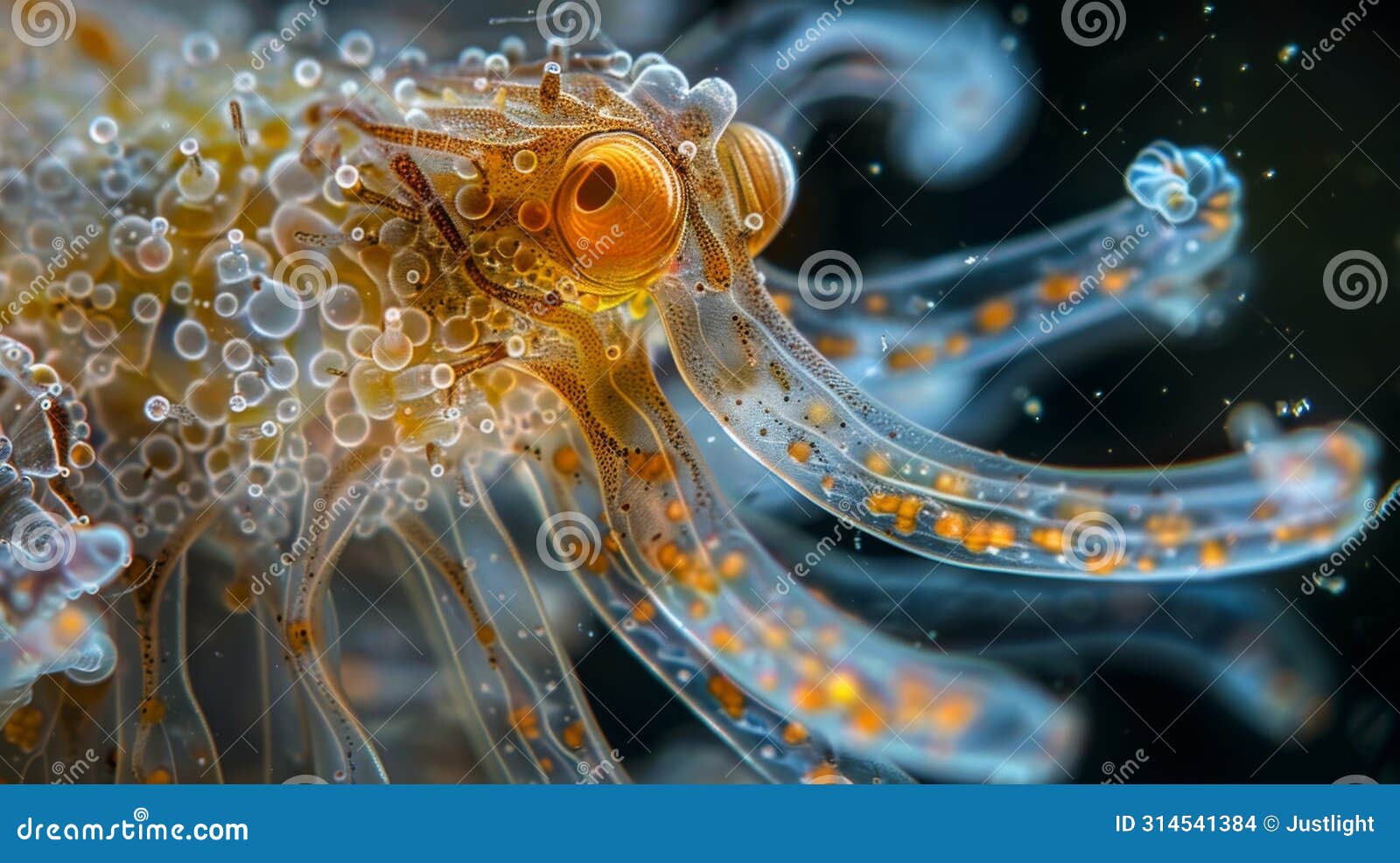 an upclose look at the intricate feeding mechanism of a protozoan as it extends its tentaclelike structures to capture