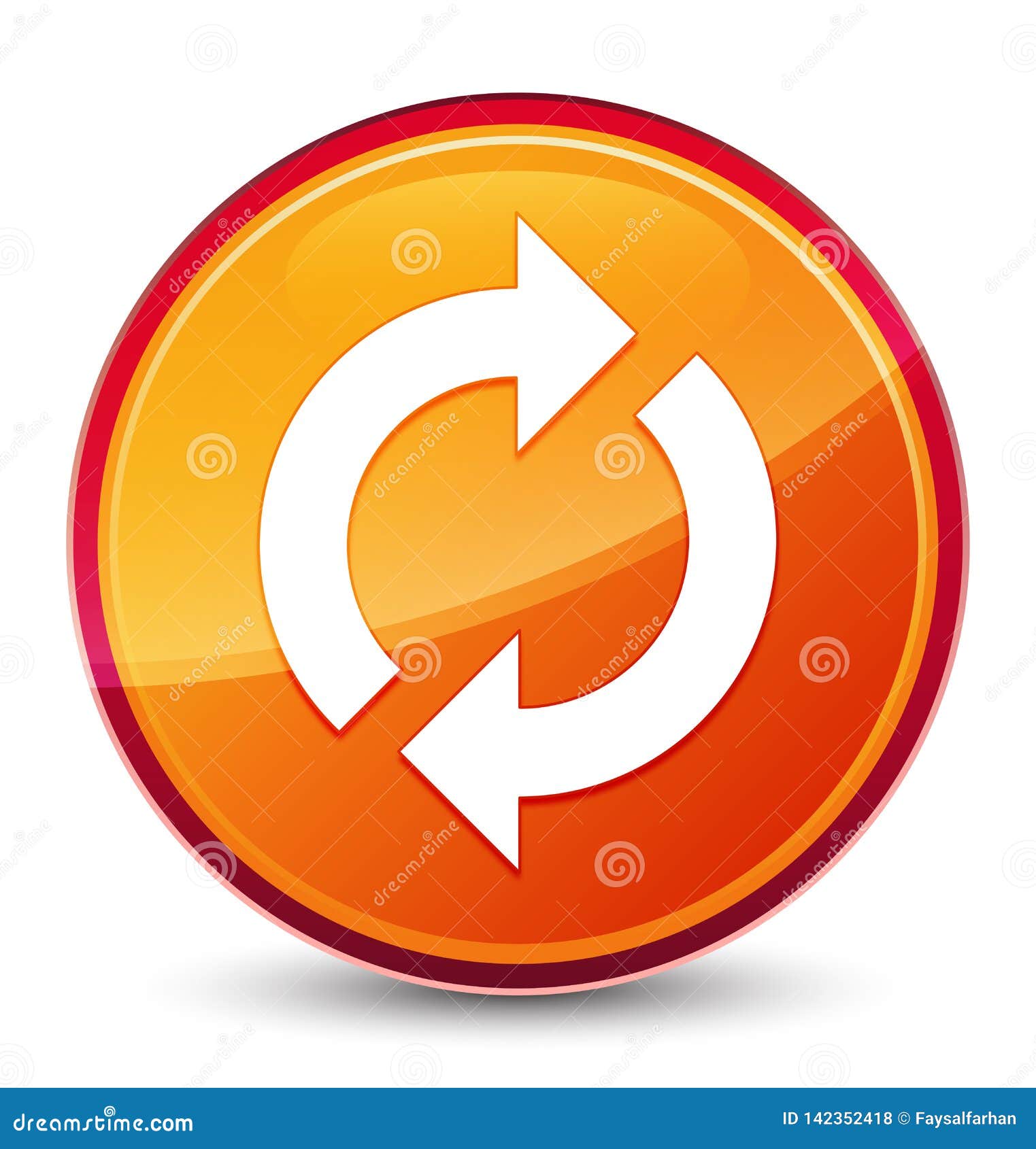 Update Icon Special Glassy Orange Round Button Stock Vector