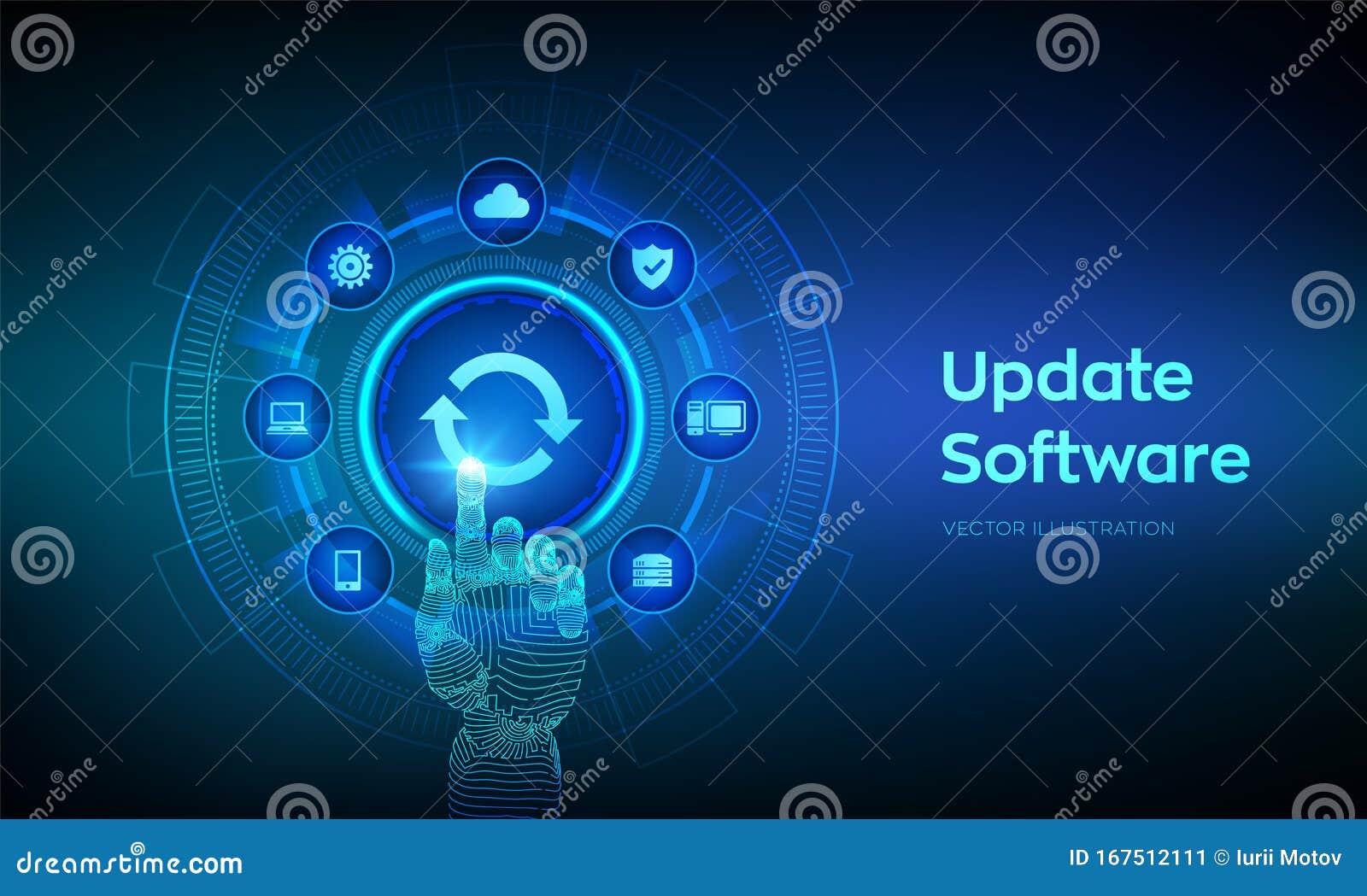 Update Software. Upgrade Software Version Concept on Virtual Screen