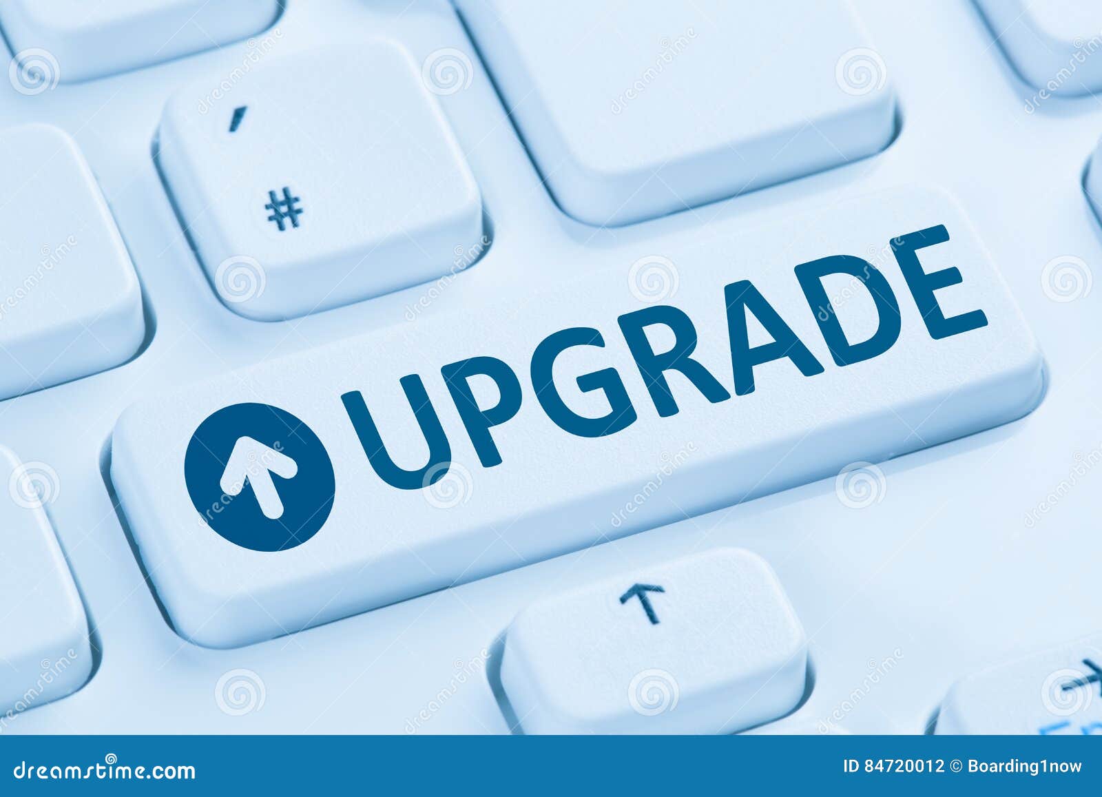 upgrade upgrading software program blue computer keyboard