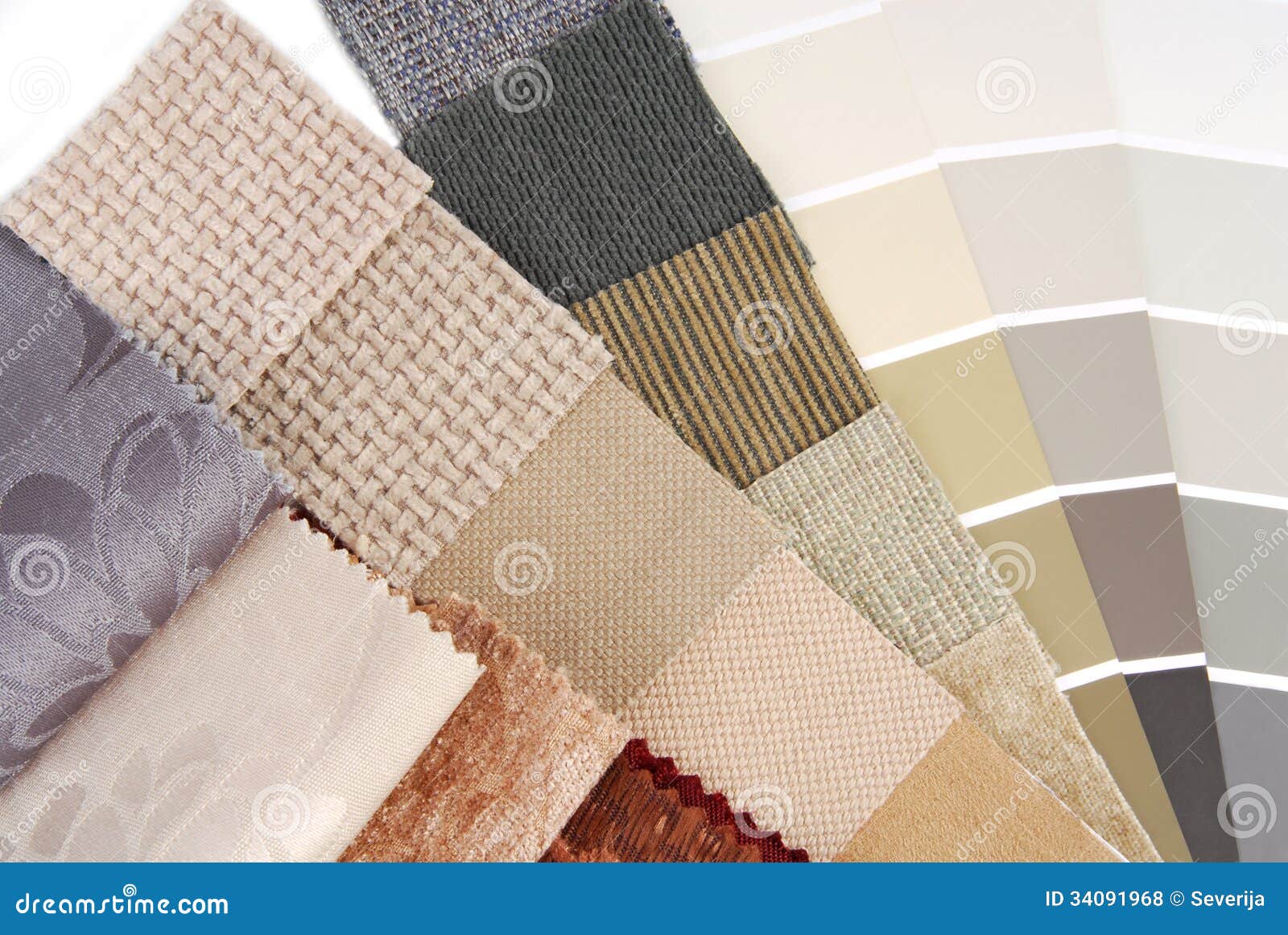 Upholstery Tapestry And Curtain Color Selection Stock Photo