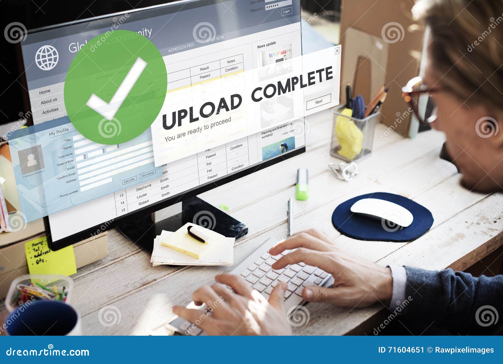 upload complete data uploading submit technology concept