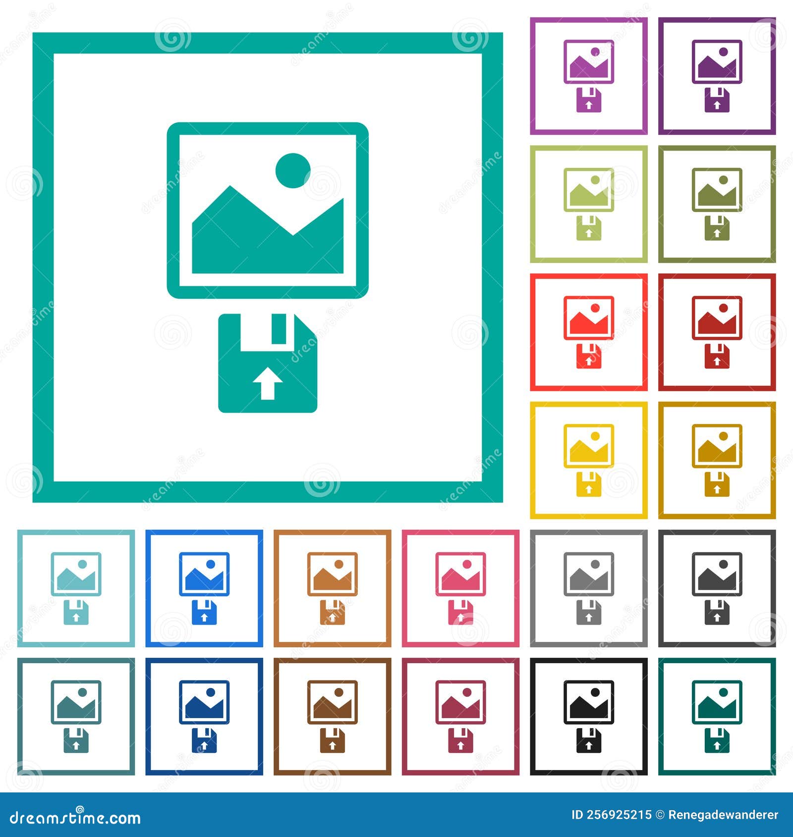 upload image from floppy disk flat color icons with quadrant frames